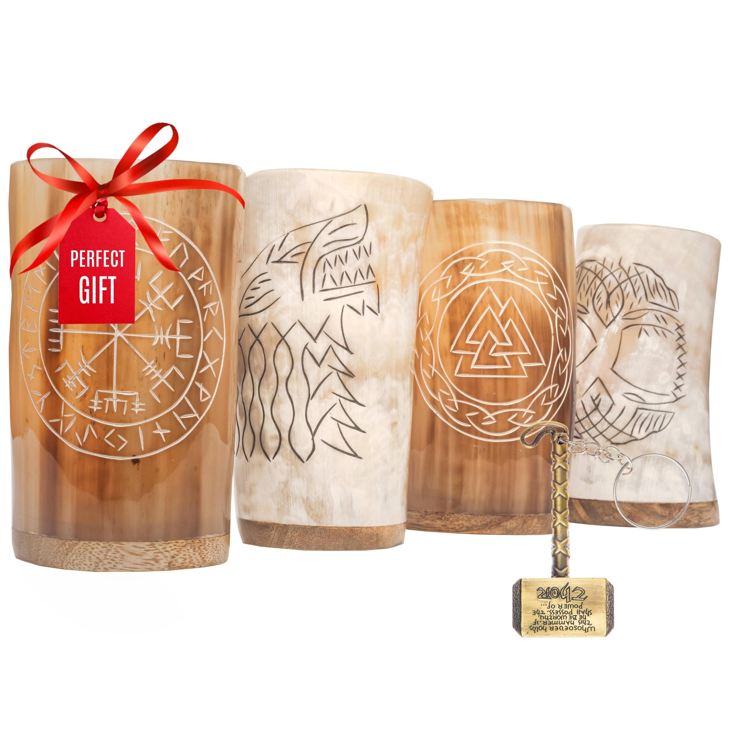 Drinking horn cups set of 4