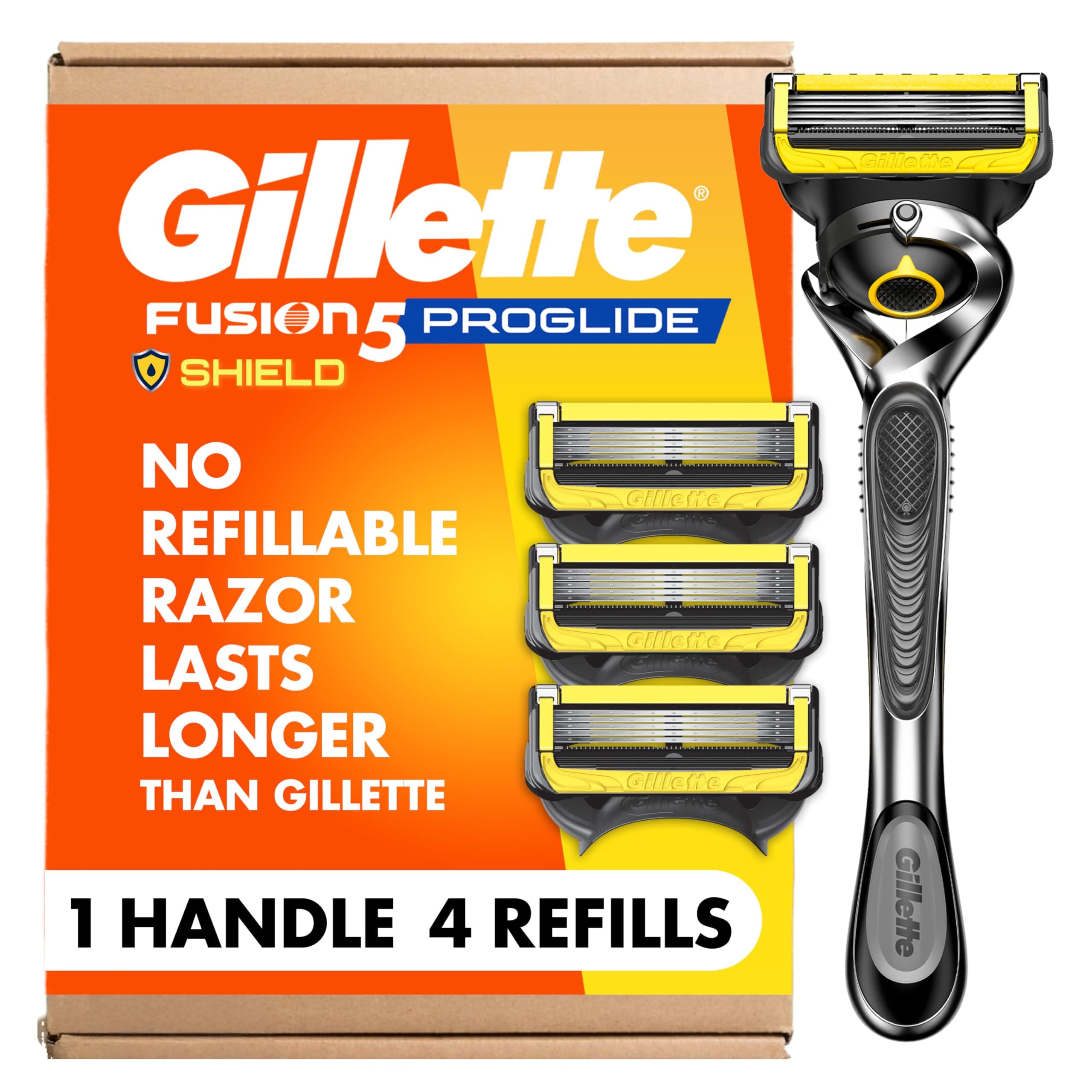 Gillette ProGlide Shield Men's Razor Handle + 4 Blade Refills