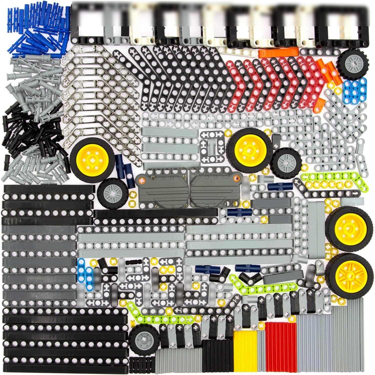 TEESE 415pcs Technic-Parts Compatible with Lego, Technic-Gears-Axles-Pins-Wheels Absorbers-Shocking Differential Tires Tracks for Technic-Project(Random Color)