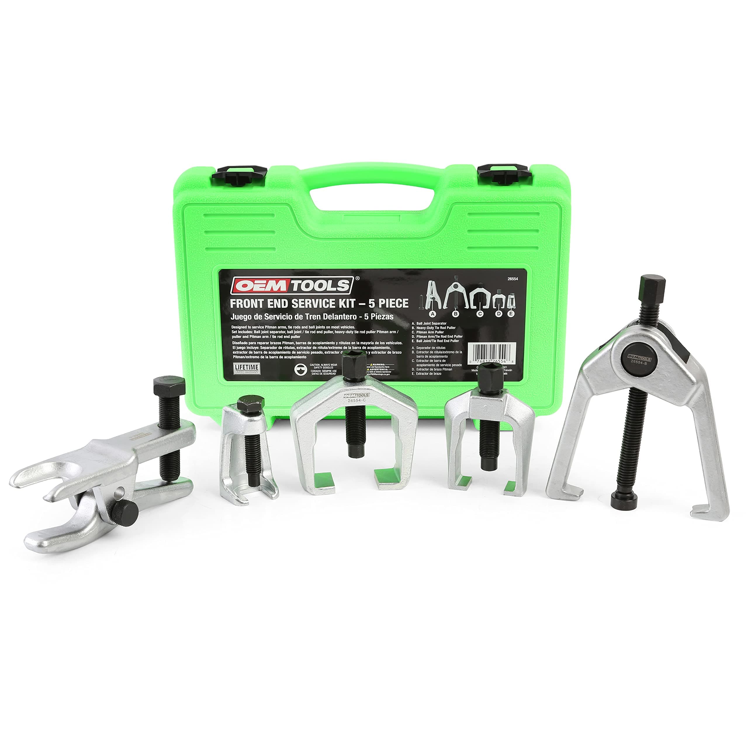 OEMTOOLS 26554 Front End Service Kit - 5 Piece, Ball Joint Separator, Tie Rod End Removal Tool, Pitman Arm Puller, Steering & Suspension Tools