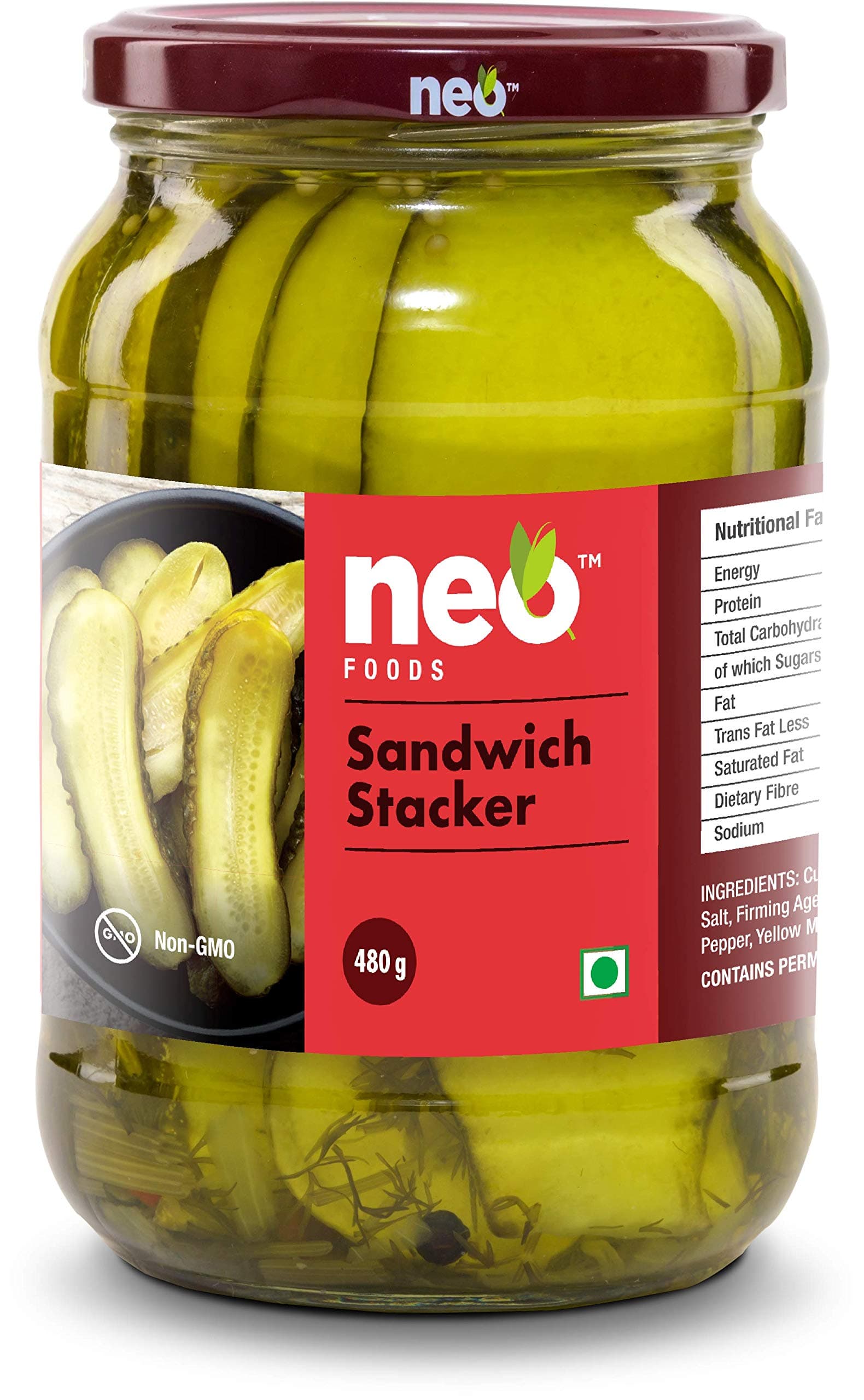 - Sandwich Stackers 480G I 100% Plant Based I Low Fat Sweet and Salty Gherkin Slices, Ready to Eat I Make Burger, Sandwich and More (Pack of 1)