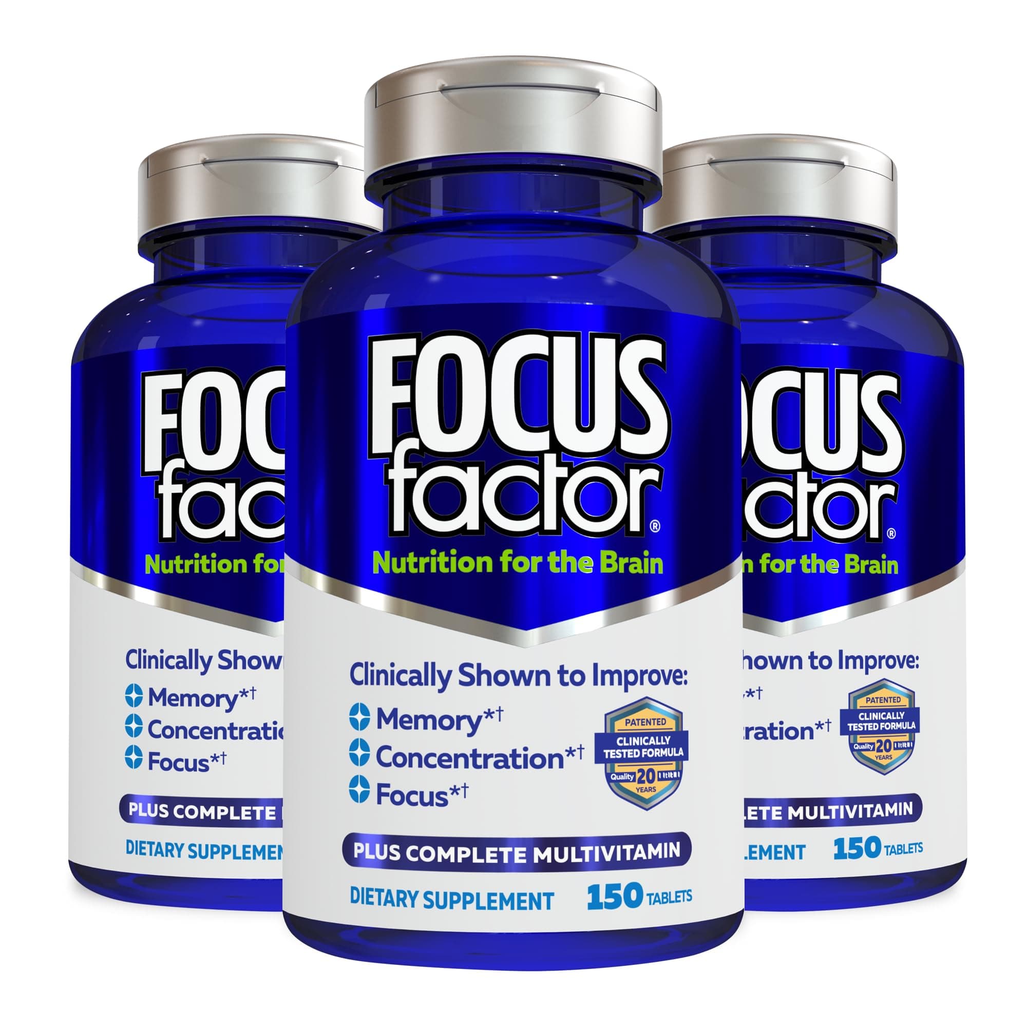 Nutrition for The Brain, Improved Memory & Concentration Brain Supplement, 150 Count (3 Pack)