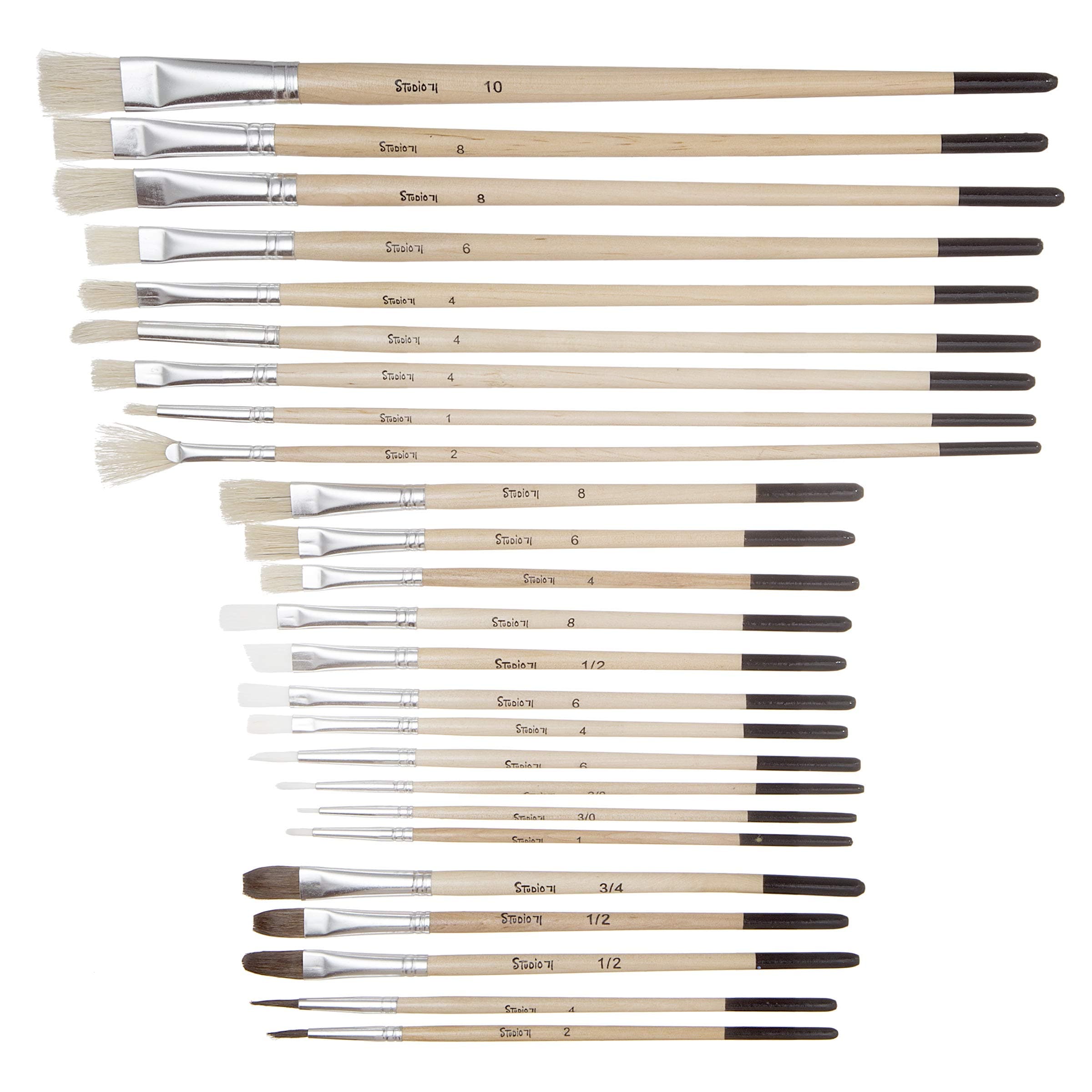 Studio 71 All-Purpose Brush Set, 25 Pieces Paintbrushes