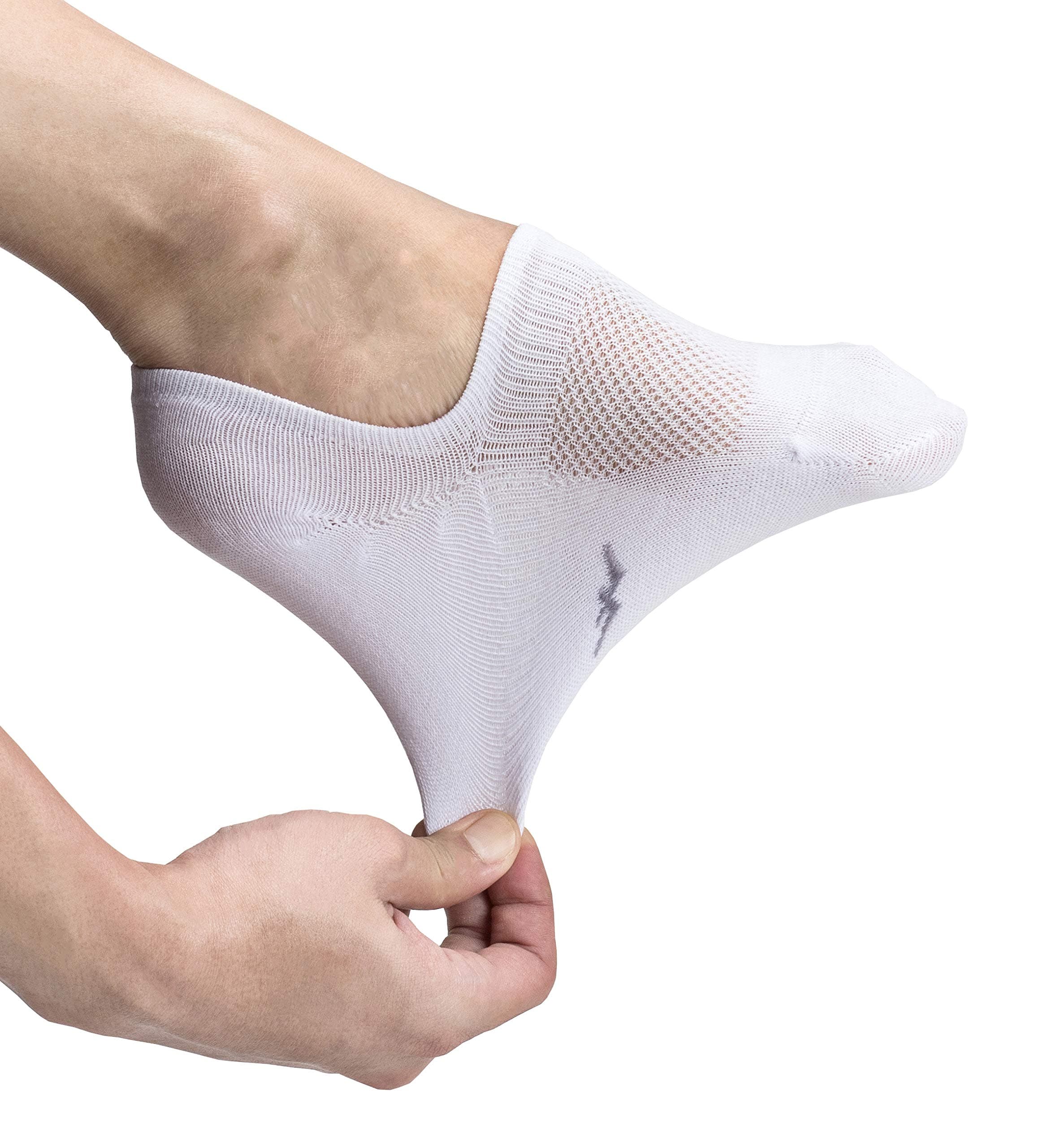 Thin No Show Socks Seamless Wide Toe Box 6 Pack Liner Unisex Size S to X-Large Cotton Footies