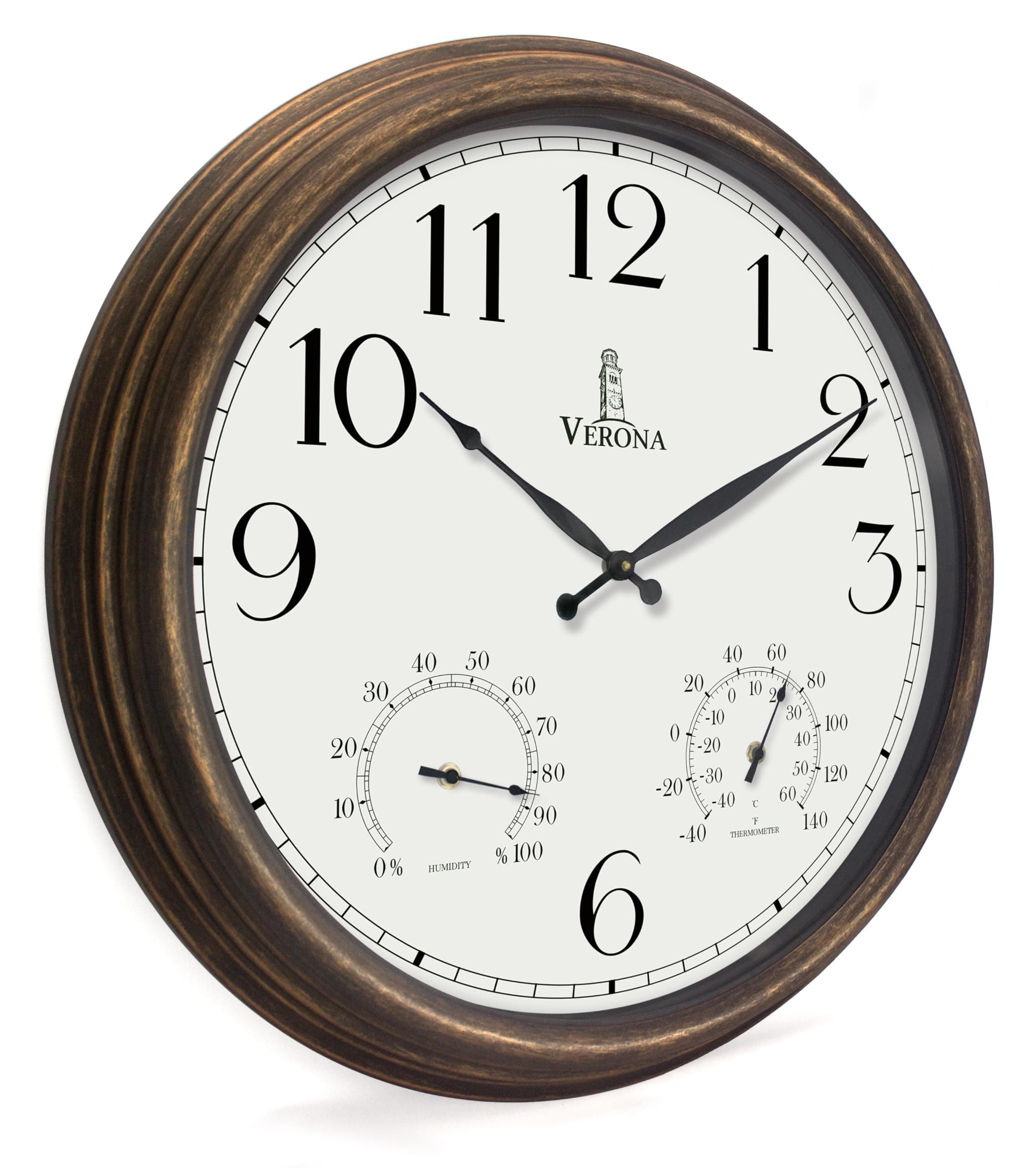 Outdoor Clocks for Patio Large Waterproof with Thermometer - 24 inch Indoor Outdoor Wall Clock with Temperature and Humidity Combo - Weatherproof, Accurate & Easy to Read for Pool, Garden & Home Decor