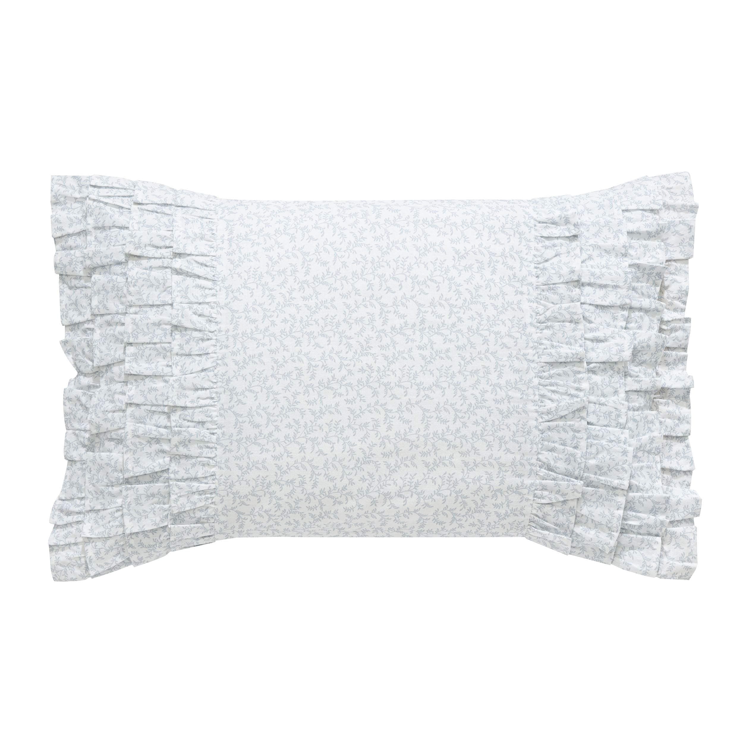 Ruffled Throw Pillow, Decorative Home Decor with Envelope Closure (Chloe Blue, 14" x 20")
