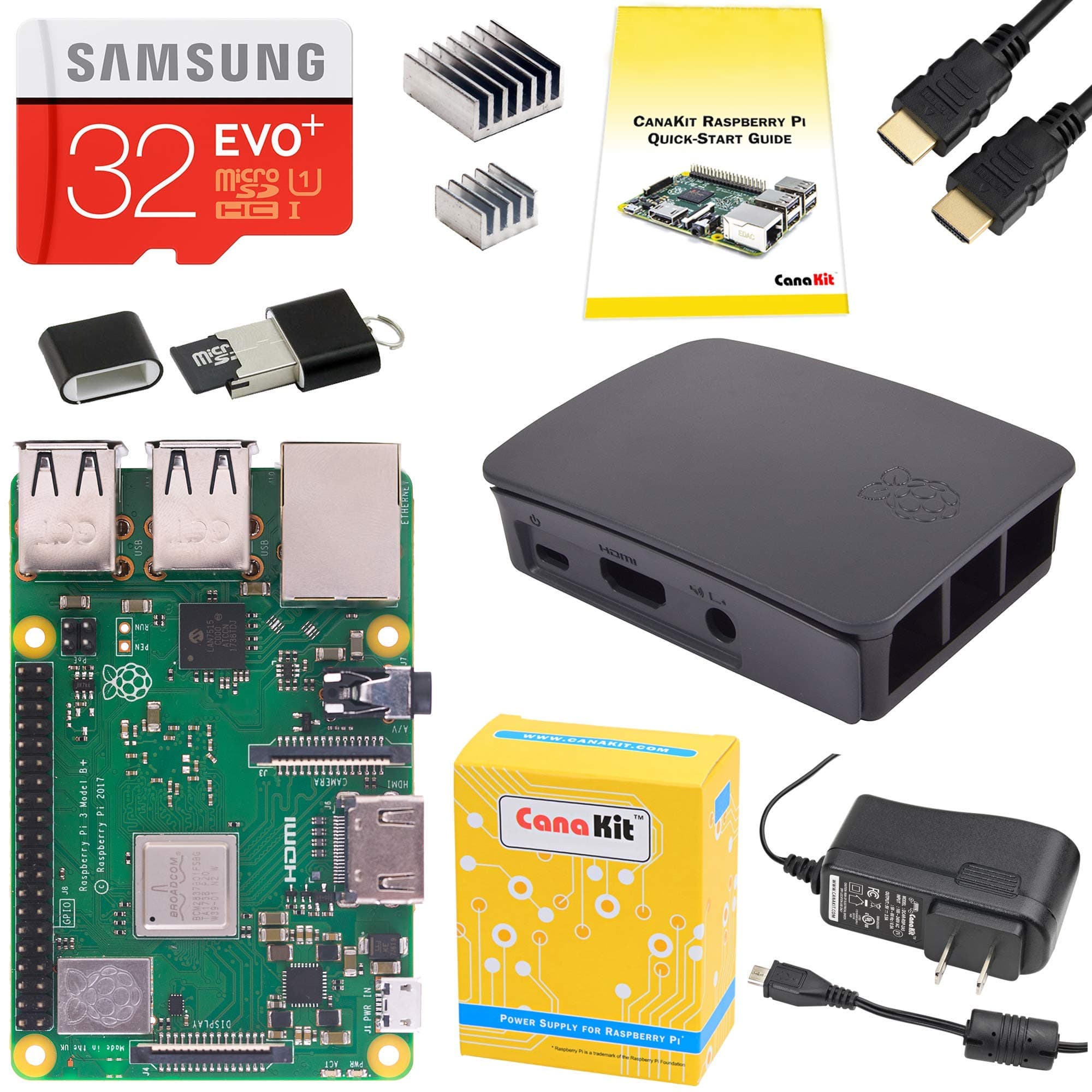 CanaKit Raspberry Pi 3 B+ (B Plus) Starter Kit (32 GB EVO+ Edition, Official Black Case)