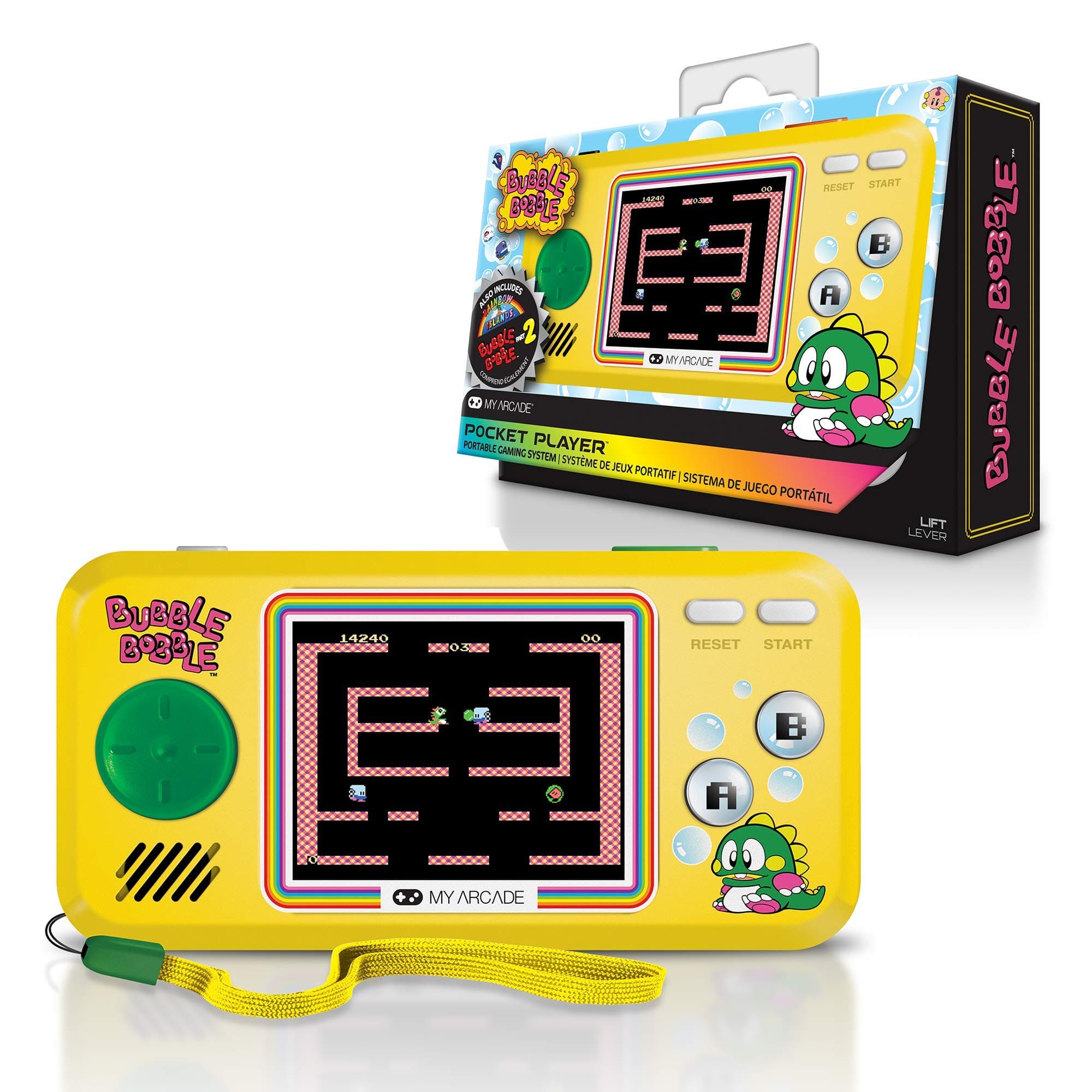 MY ARCADE Bubble Bobble Pocket Player - Handheld Retro Game Console - Yellow