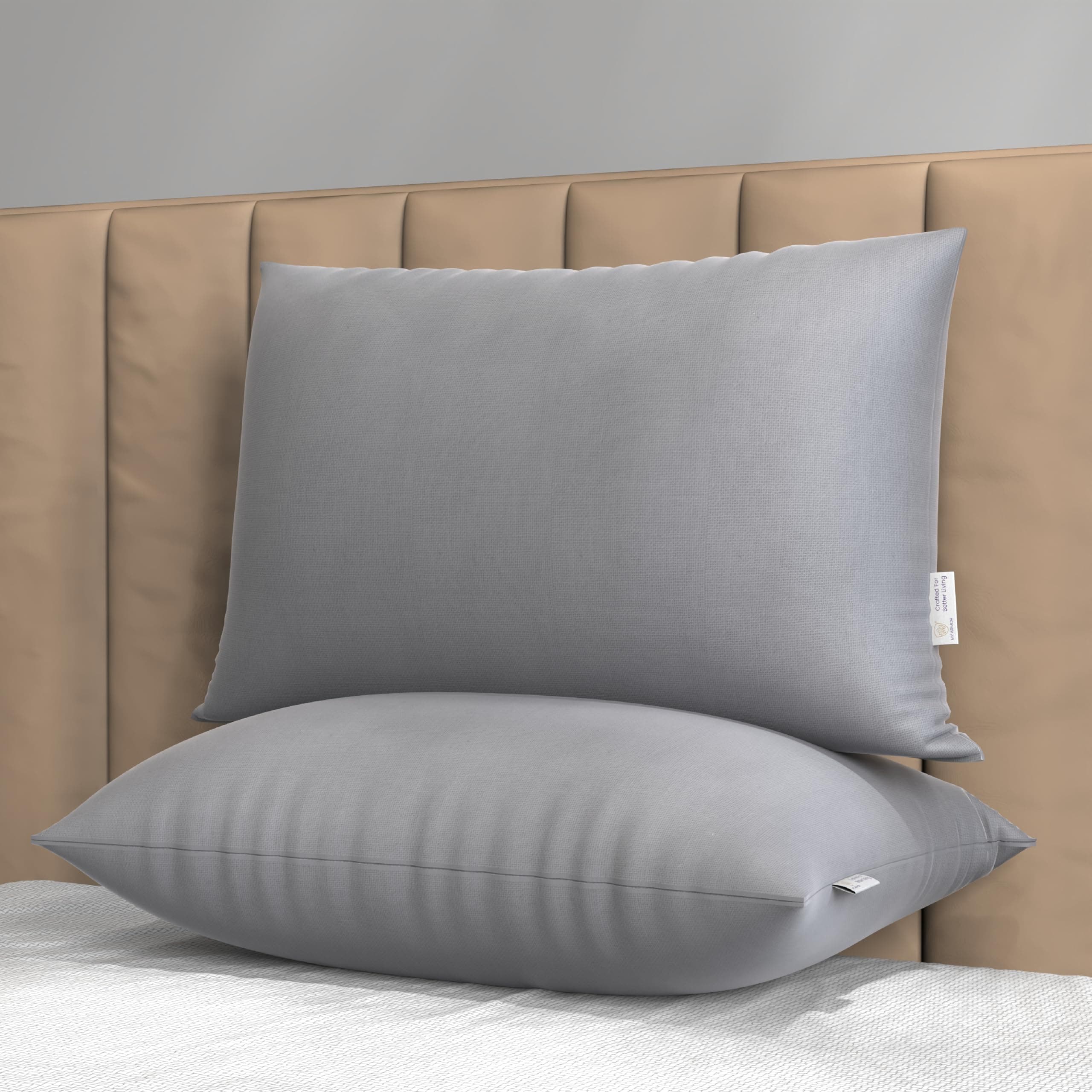 Height Adjustable Microfiber Pillows Set of 2 for Sleeping - 16"x24" Standard Pillow | 6 Months Warranty | 41 x 61 cm - Grey
