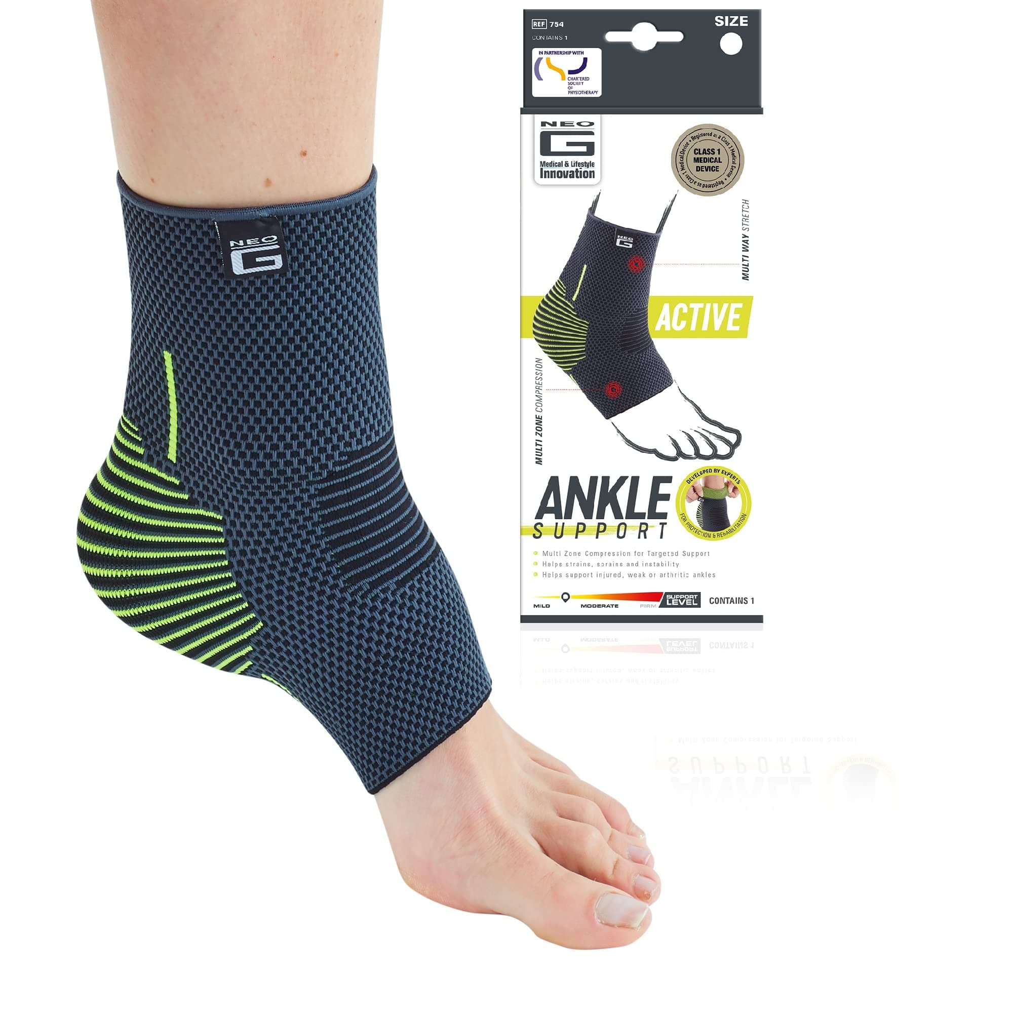 Ankle Compression Sleeve Sports – Active – Ankle Compression Sleeve for Running - Lightweight, Elastic, Helps with Strains, Weak Ankles, Injury Recovery, Ankle Swelling Relief - L