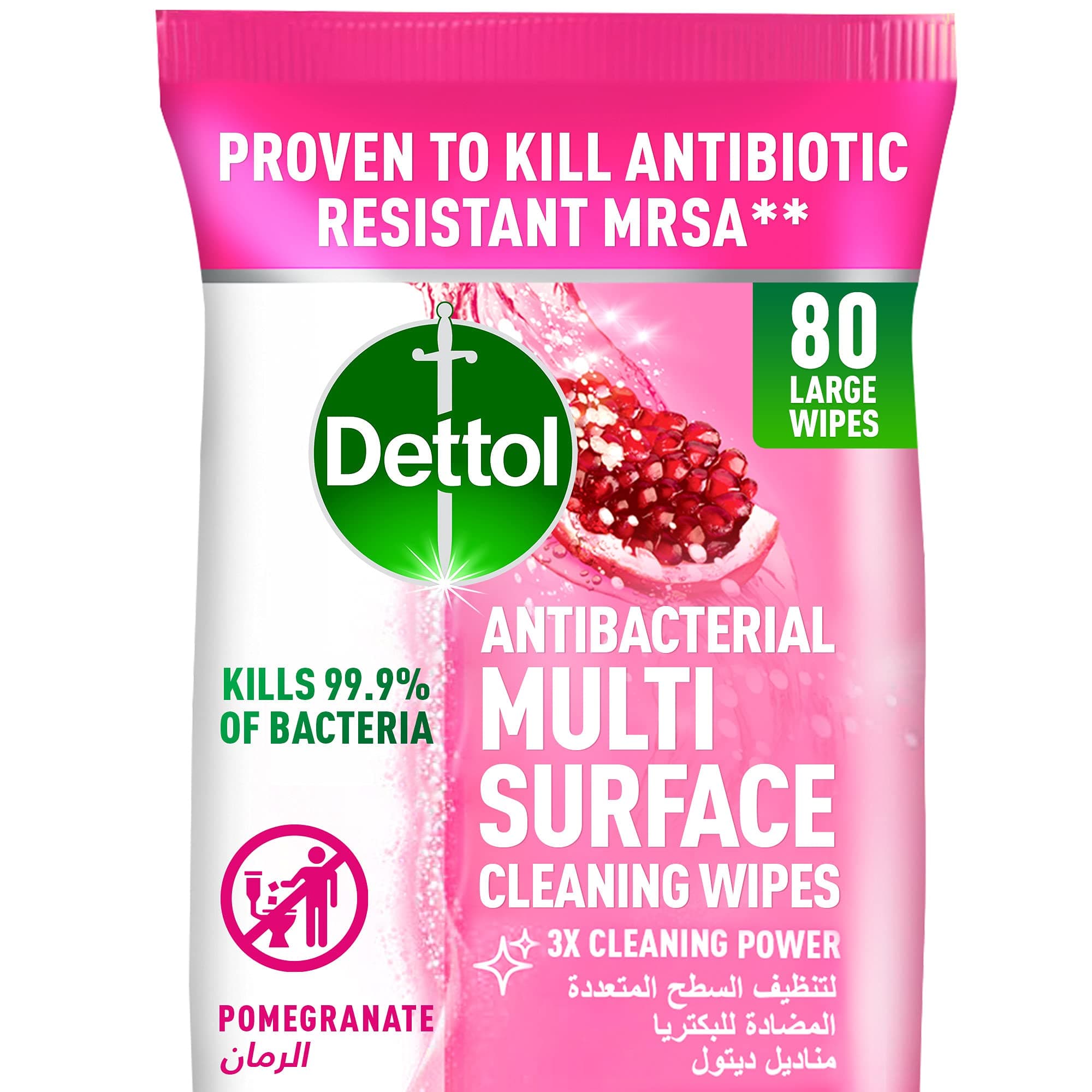 Dettol Pomegranate Antibacterial Multi Surface Cleaning Wipes