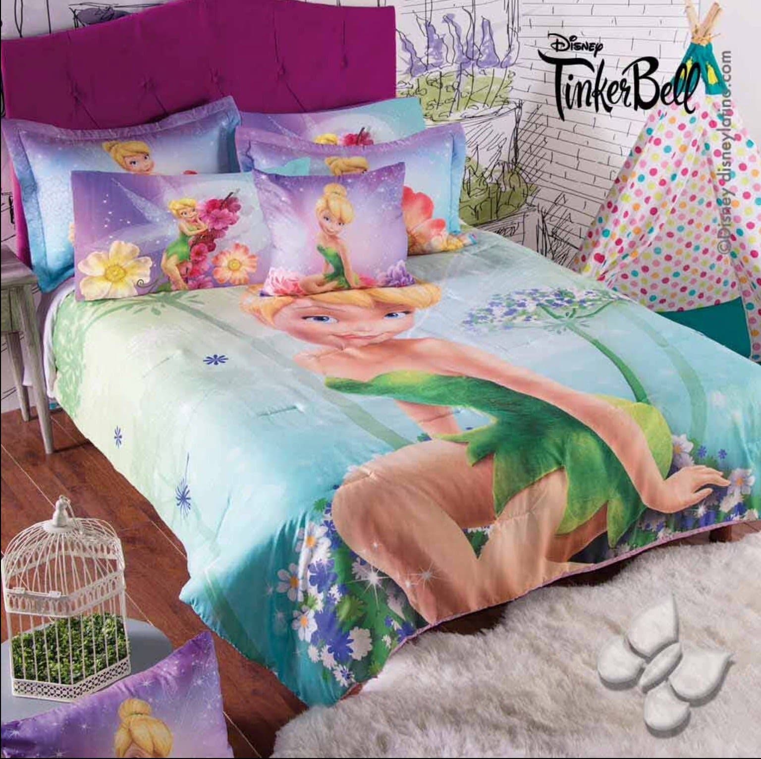 TINKER BELL MAGIC DISNEY ORIGINAL COMFORTER SET 6 PCS TWIN