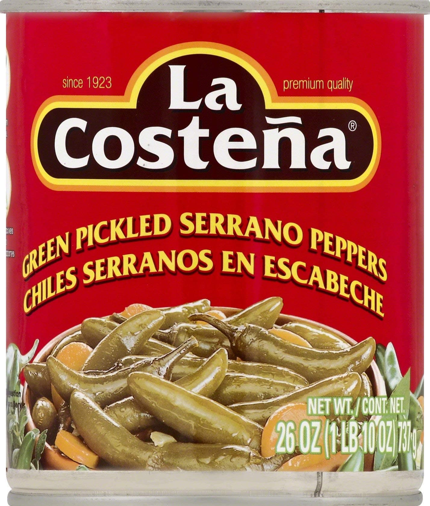 La Costena Pepper Serrano, 26 oz
