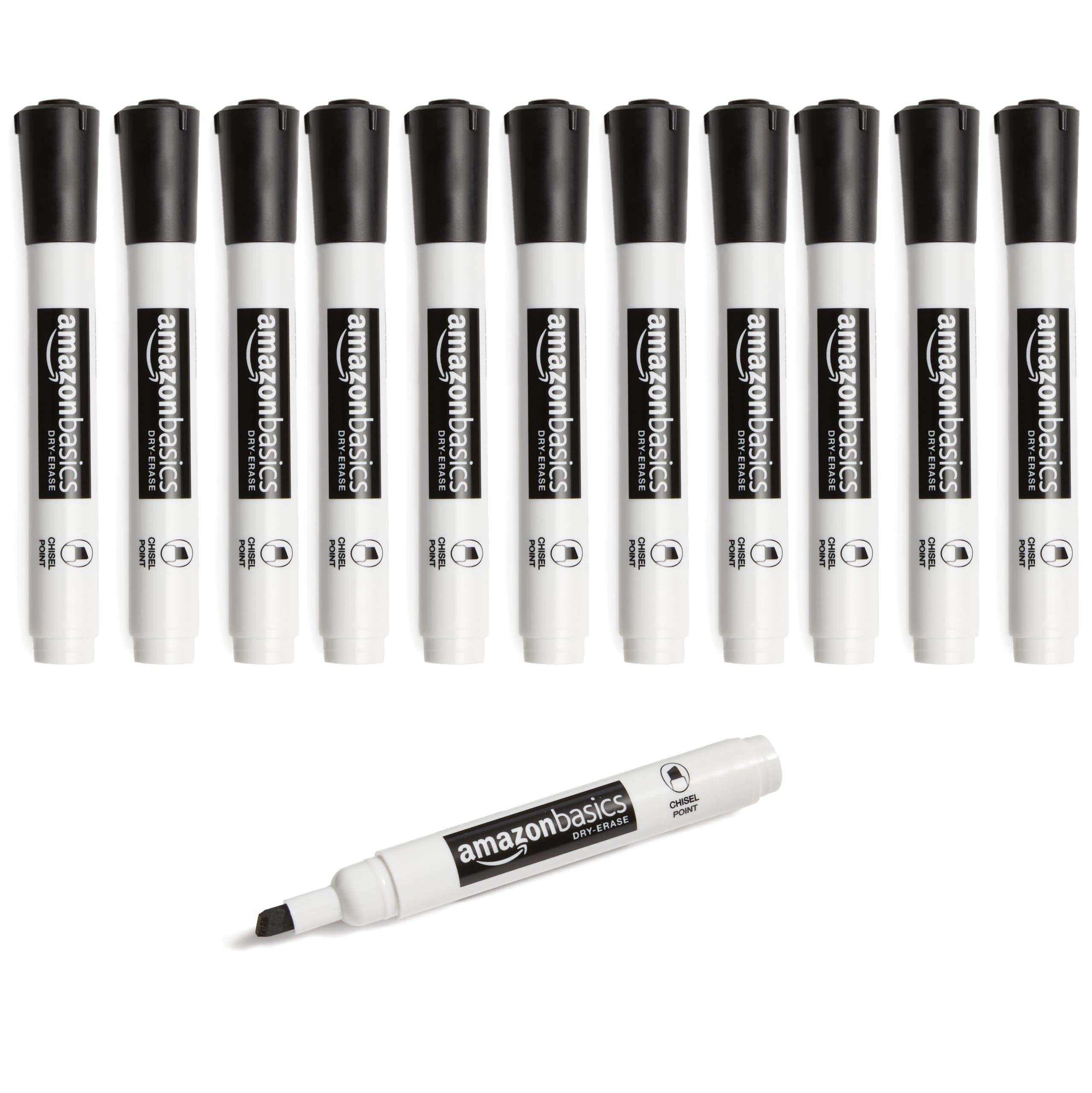 Lowe-Odor Dry Erase Whiteboard Markers, Chisel Tip, Quick-Dry, Black, 12-Pack