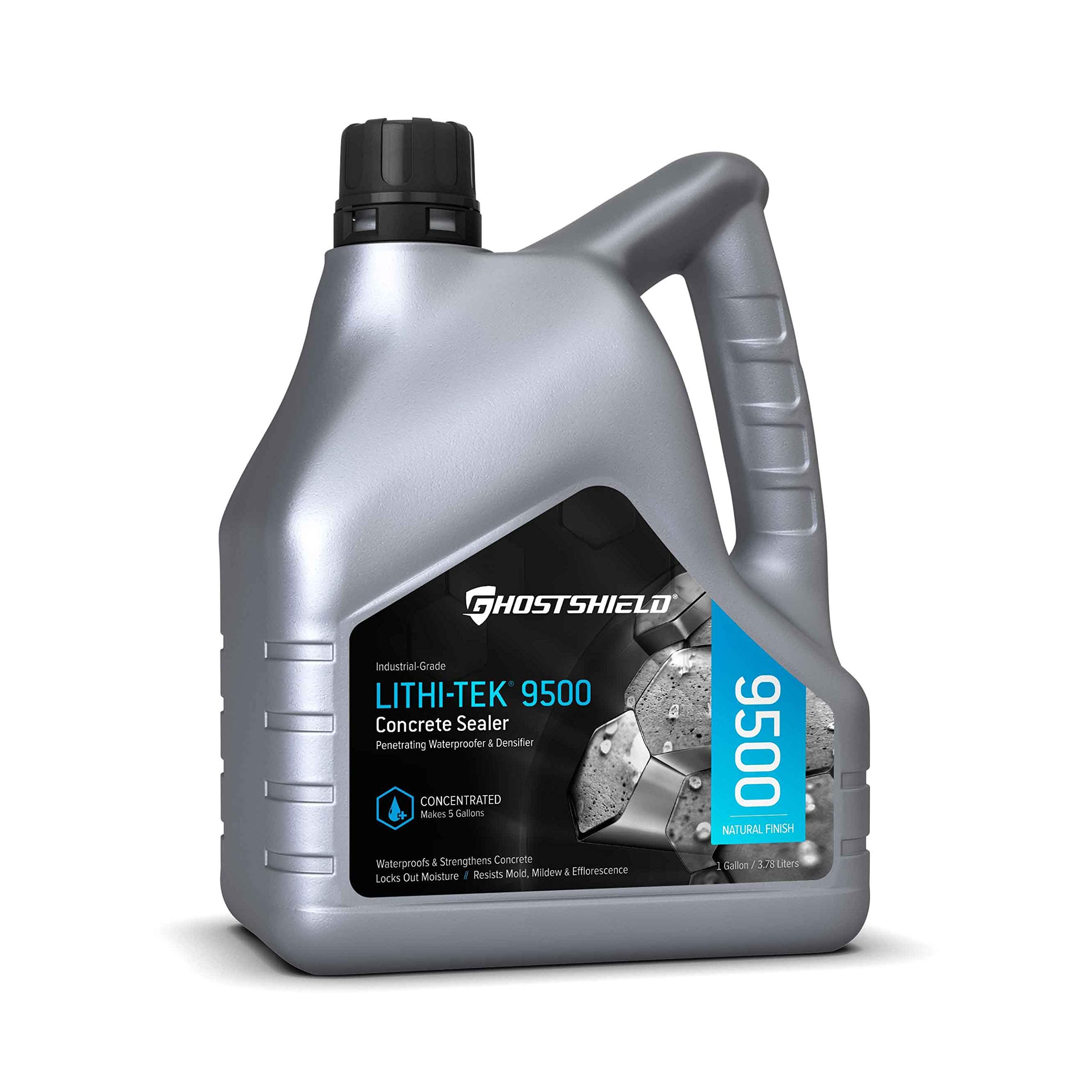 Ghostshield Lithi-Tek 9500 Ultra Concentrate - 1 Gallon (Makes 5 GALLONS) Penetrating Concrete Sealer, Waterproofer Plus Densifier