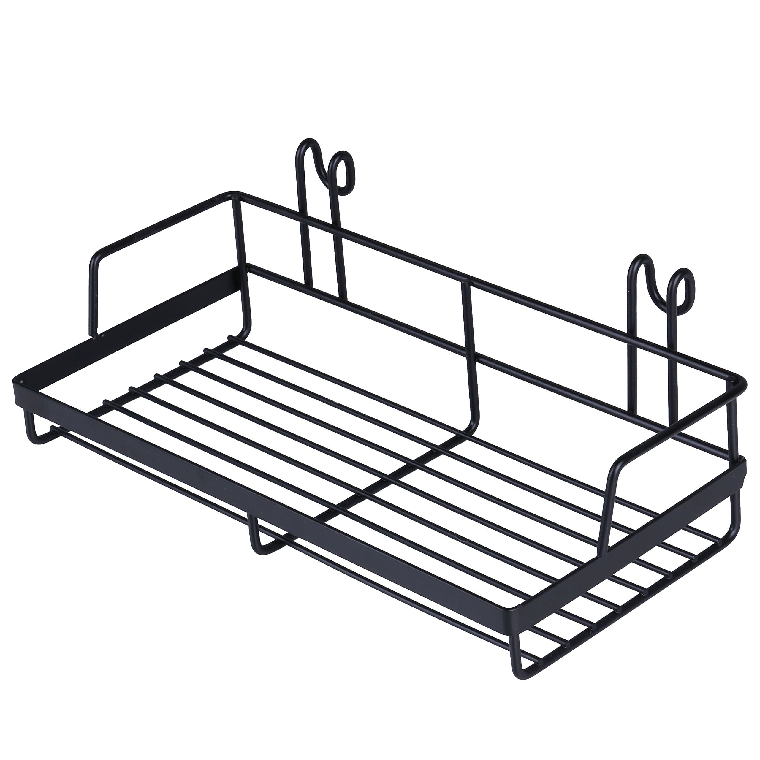 Hanging Basket for Wire Wall Grid Panel, Multi-Function Wall Storage and Display Basket, Small Size, Black Painted