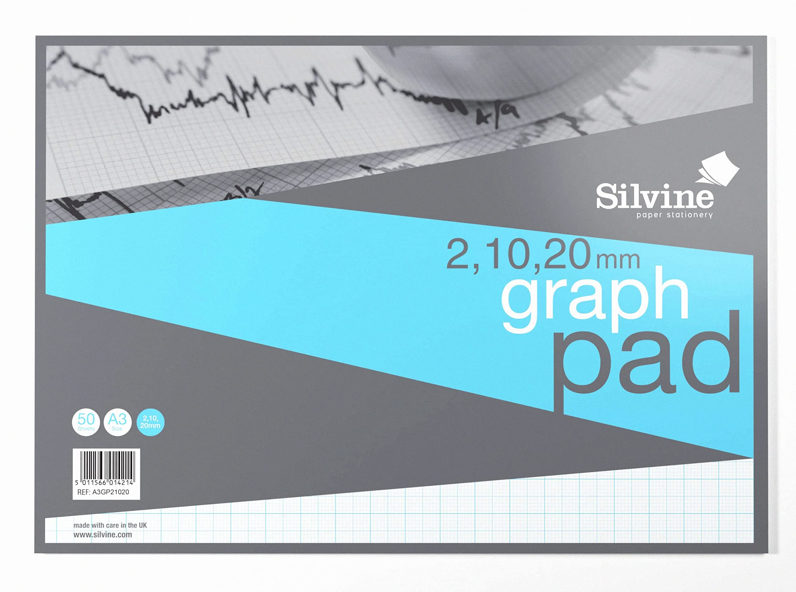 A3 Professional Graph Paper Pad - Printed 2-10-20mm Graph (50 Sheets)