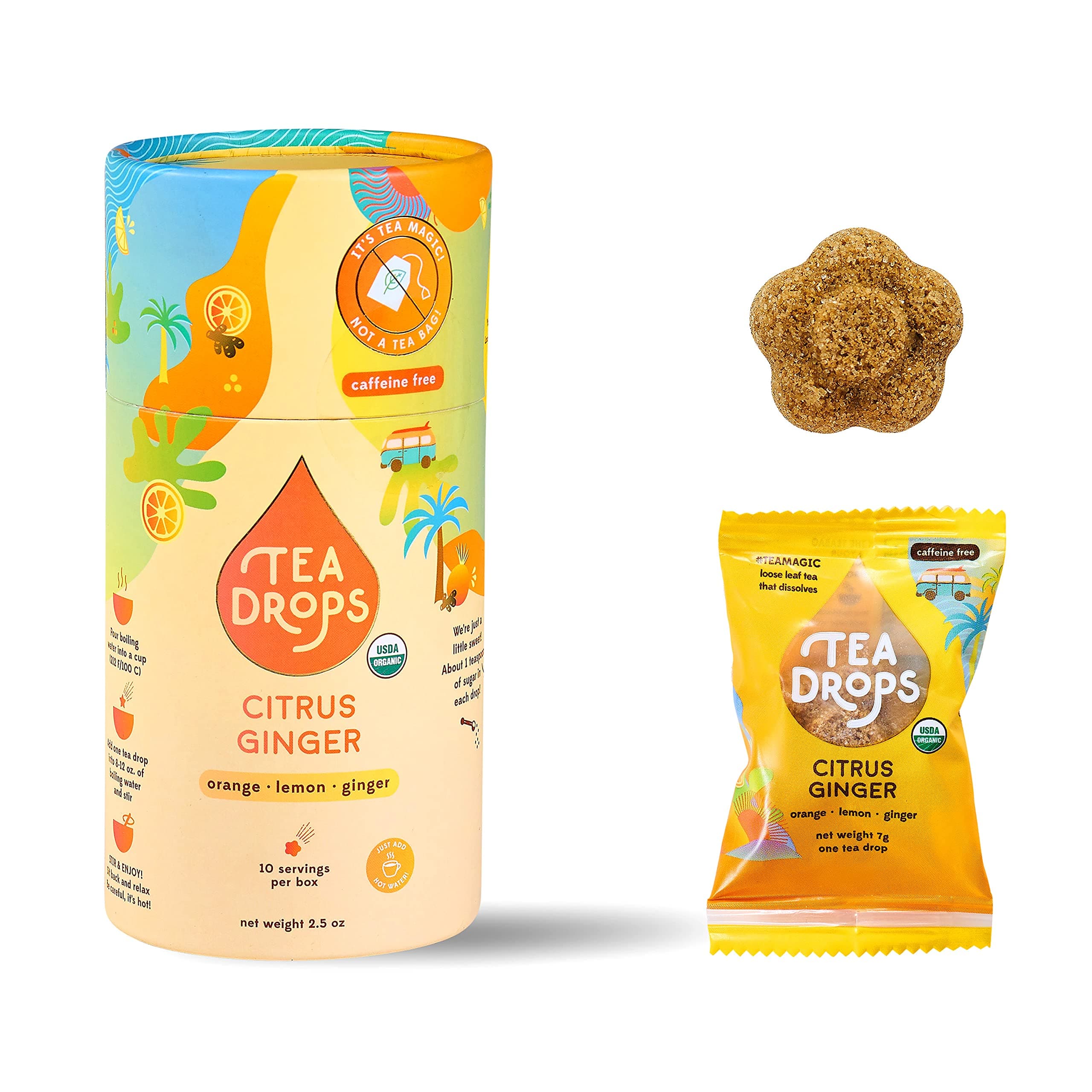 Tea Drops, Tea Citrus Ginger Organic 10 Count, 2.5 Ounce