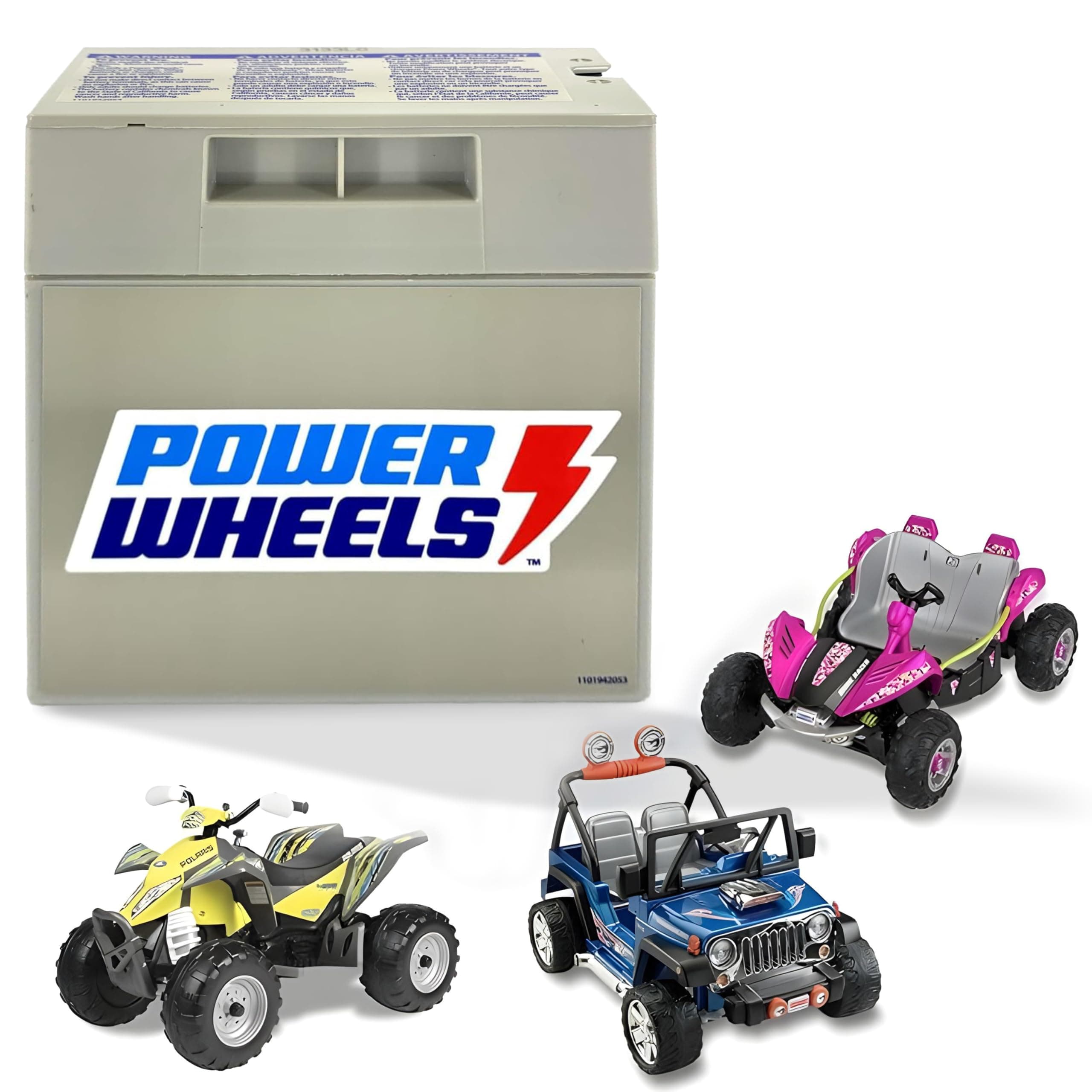 12-Volt Battery | Fits 12V Power Wheels Battery | Replacement Part 1001175653, 00801-0638, 00801-1869 | Replaces All Gray Rechargeable 12V Kids Car Batt - 12 Volt 12 Ah