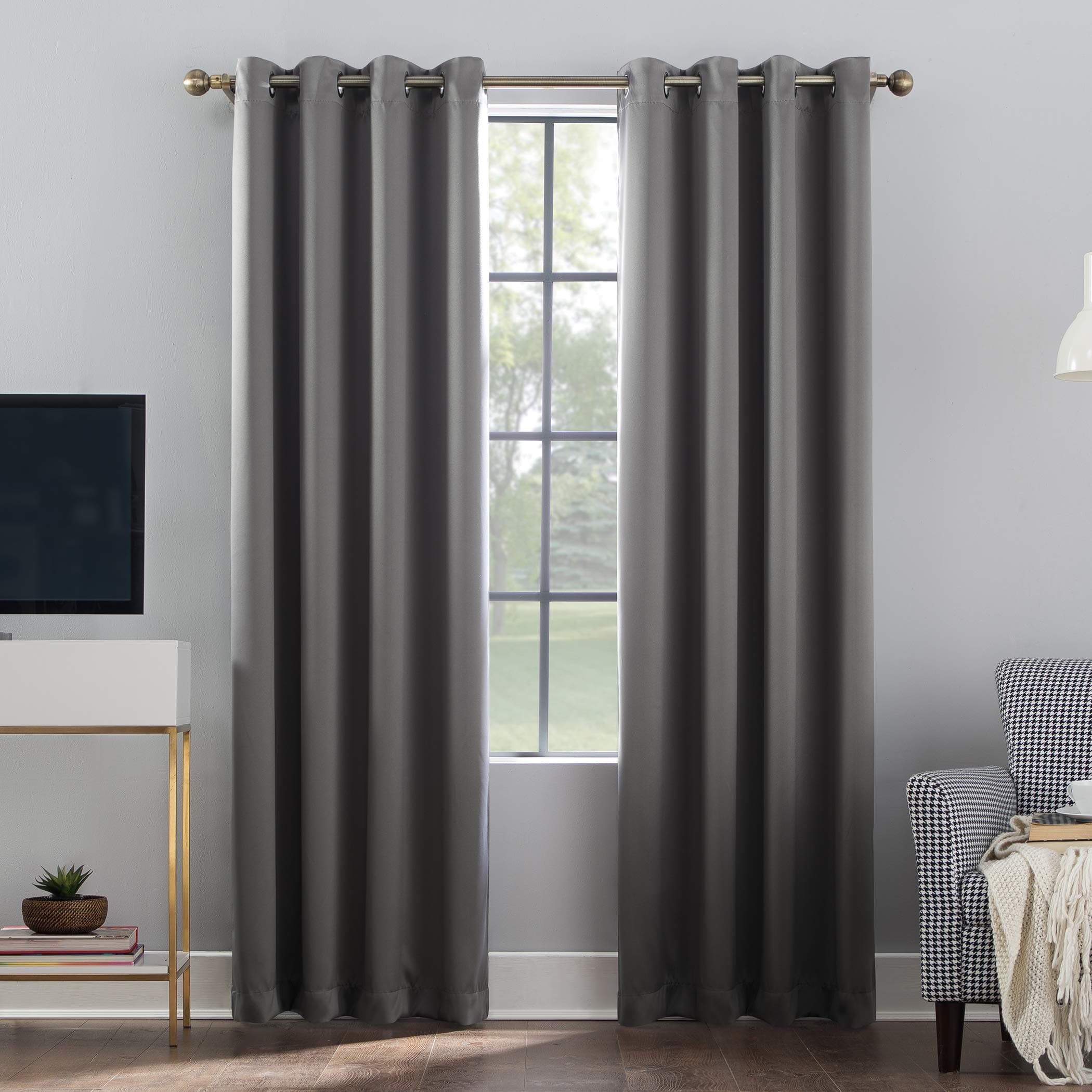 Sun Zero Gray Single Panel 52" X 84" Nordic Theater Grade Extreme 100% Blackout Grommet Curtain, 55022