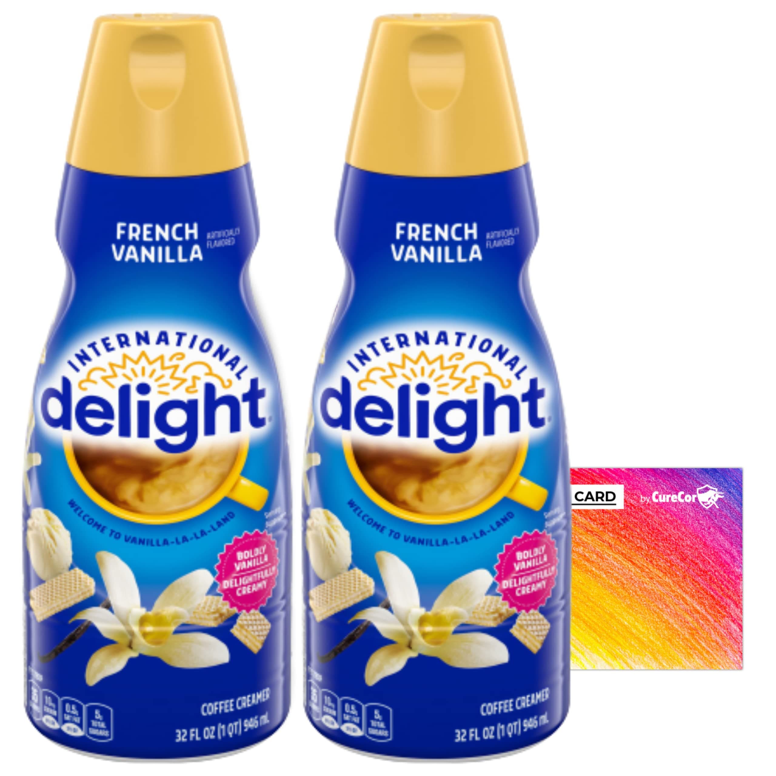 Coffee Creamer Bundle. Includes Two (2) 32 fl oz bottle of International Delight Liquid Coffee Creamer and One Authentic Collective Sticker! (French Vanilla)