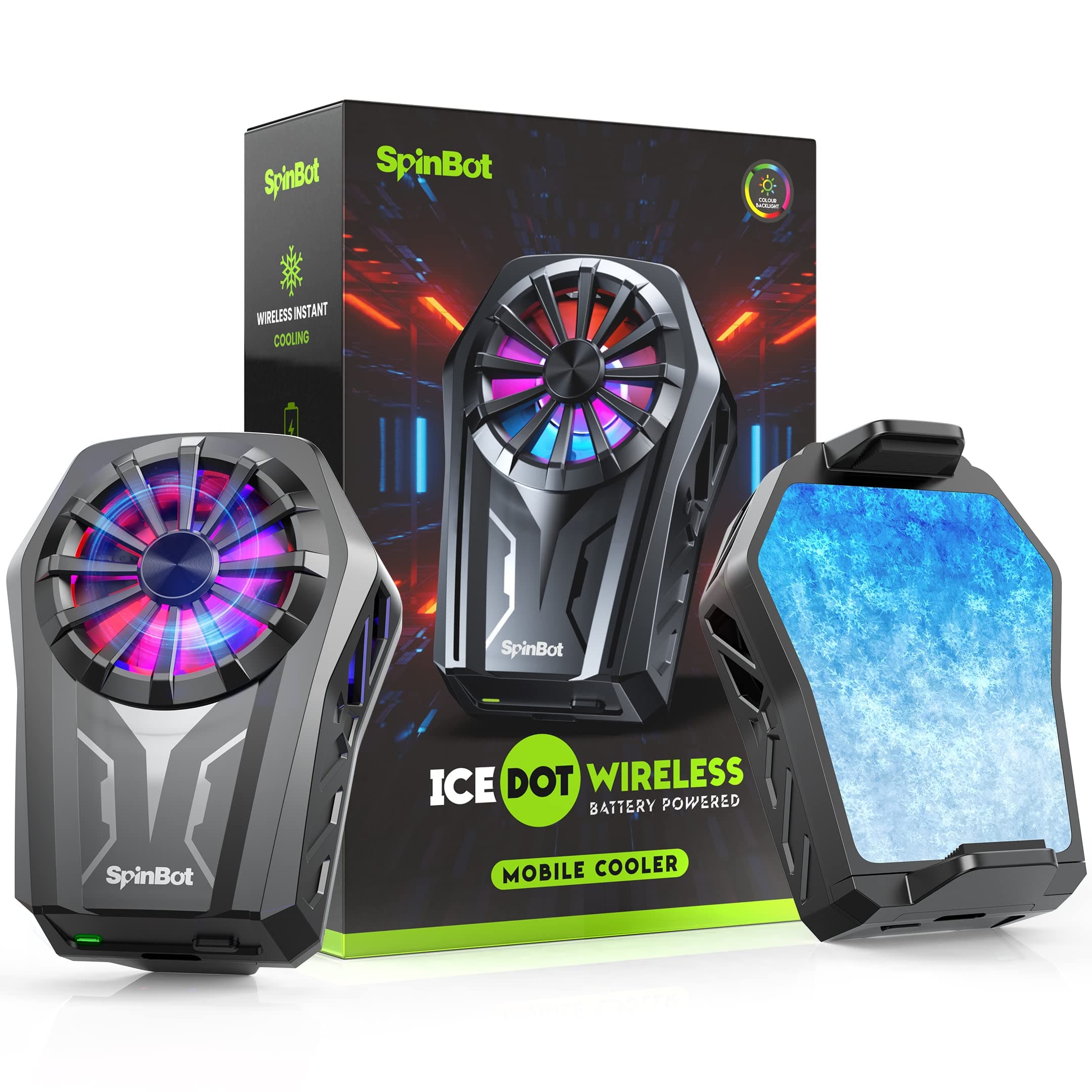 SpinBot IceDot Wireless Mobile Cooler | Battery Powered | Semiconductor Technology Mobile Phone Cooler Gaming Fan for Instant Cooling…