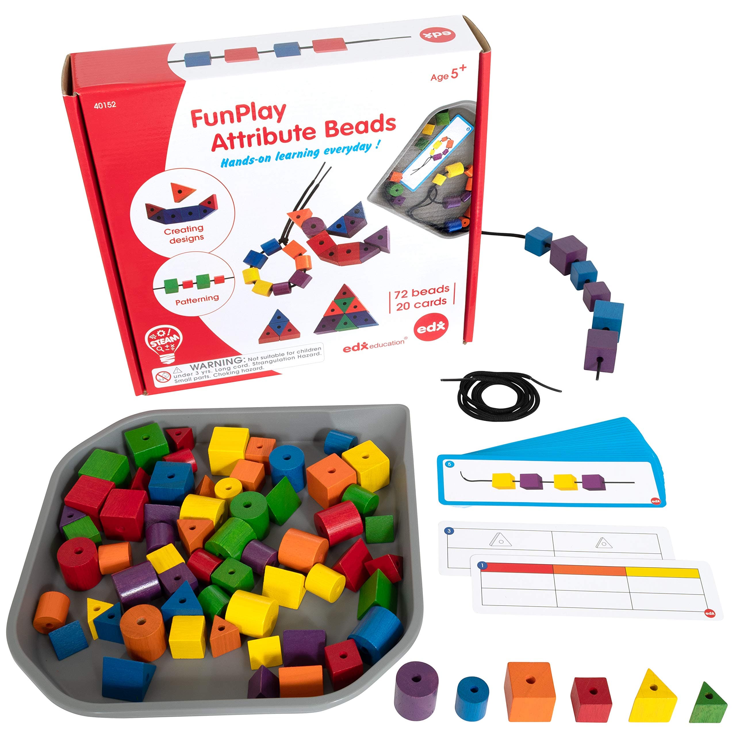 edx education 54121 FunPlay Attribute Beads - Activity Tray & Guide Included