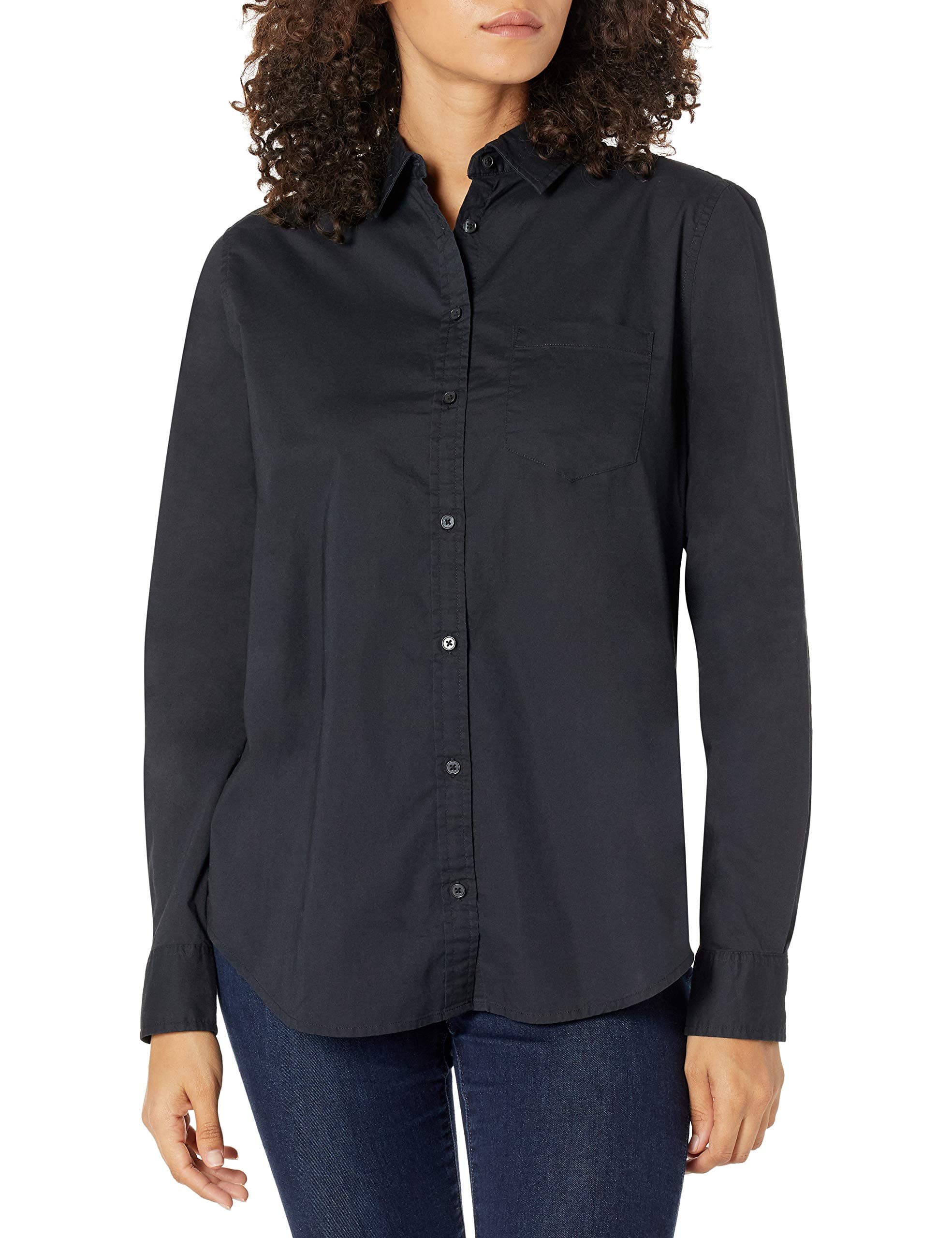 Amazon EssentialsWomen's Regular-Fit Long-Sleeve Button-Down Poplin Shirt