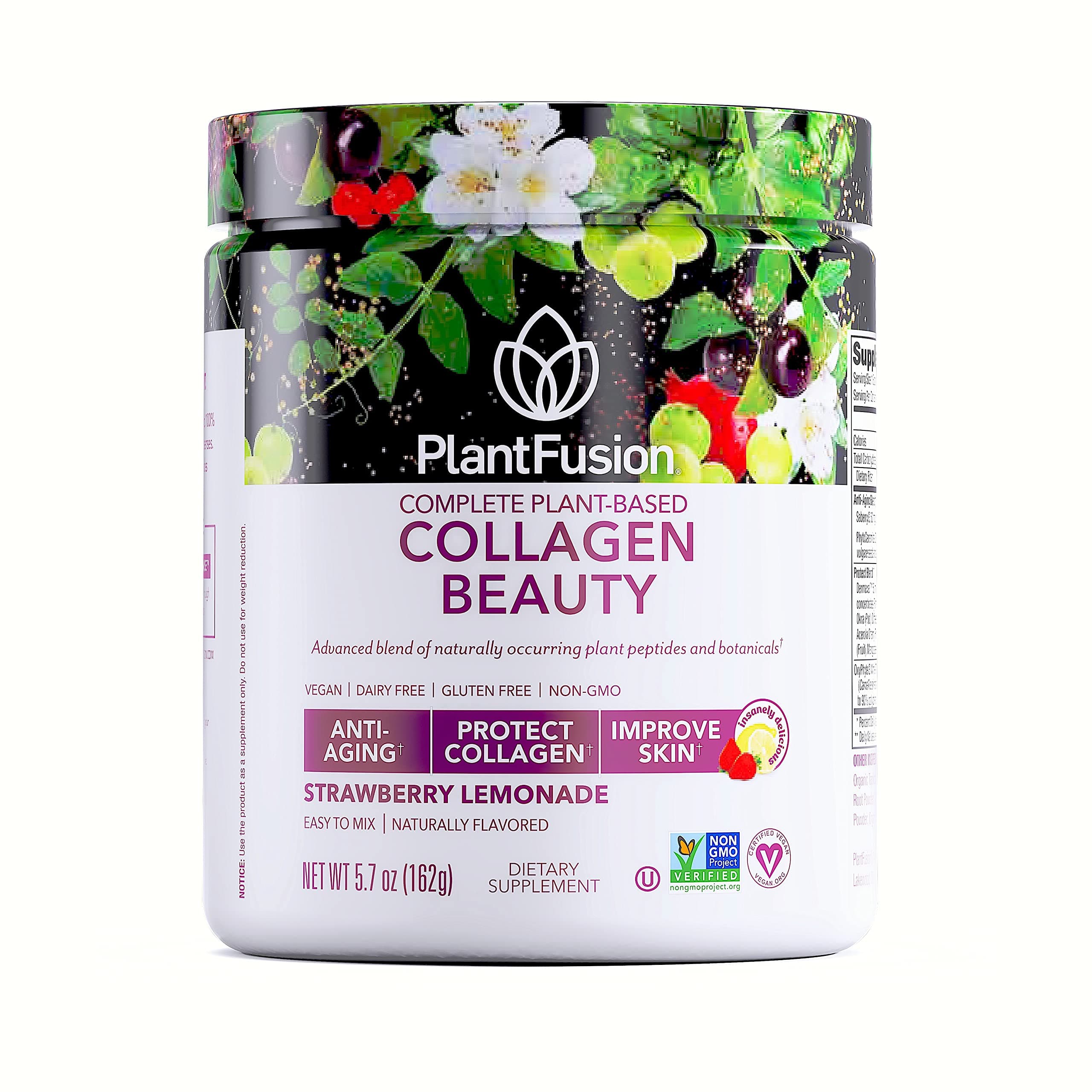 Vegan Collagen Beauty - Vegan Collagen Powder for Women - Hair Skin and Nails Vitamins - Gluten Free, Non-GMO, Non-Dairy (Strawberry Lemonade 18 Servings)