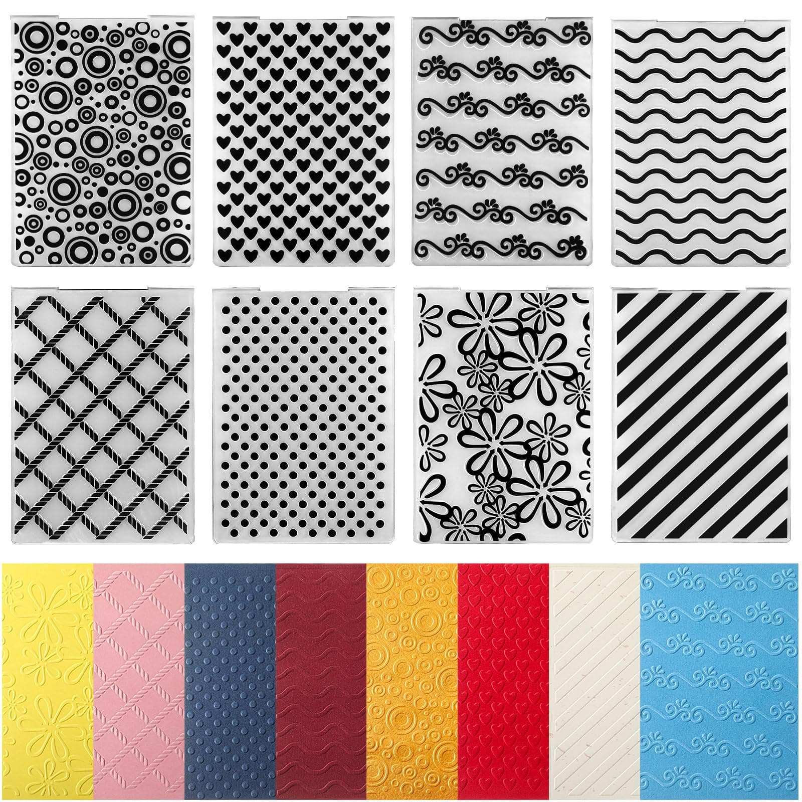 Geiserailie 8 Pcs Embossing Folders 2d/3D Embossing Machine Template Paper Card Folder for DIY Making Flower Scrapbook Photo Album Craft Decoration 5.9 x 4.1/6.9 x 4.9 Inch (Classic Style)