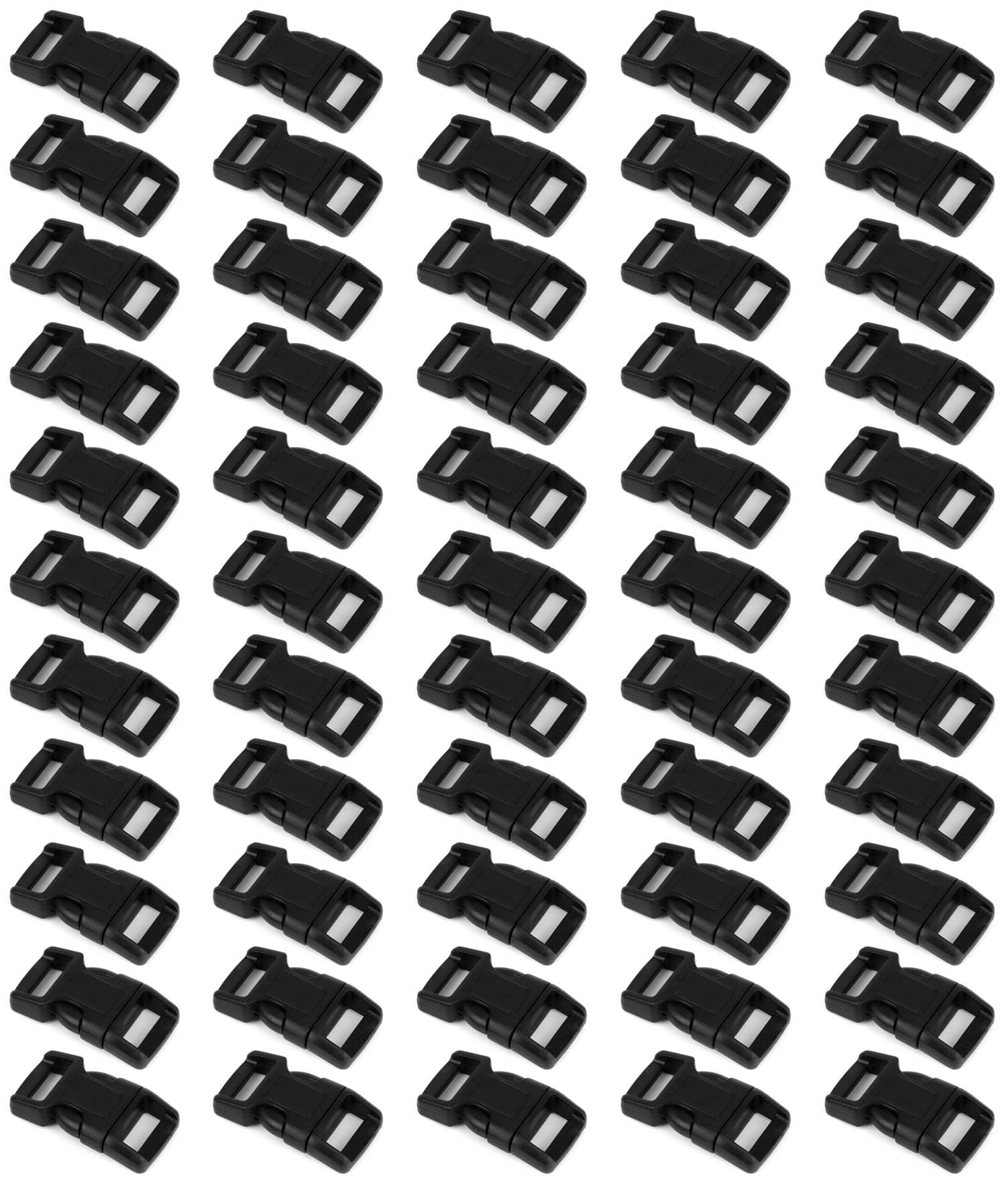 5/8" Black Plastic Side Release Buckle Curved Quick Release for DIY Bracelets, Backpacks, Dog Collars & Tactical Gear