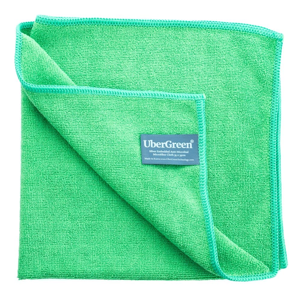UberGreen Microfiber Cleaning Cloth - Silver Threads Embedded (Green) - Reusable Enviro Microfiber