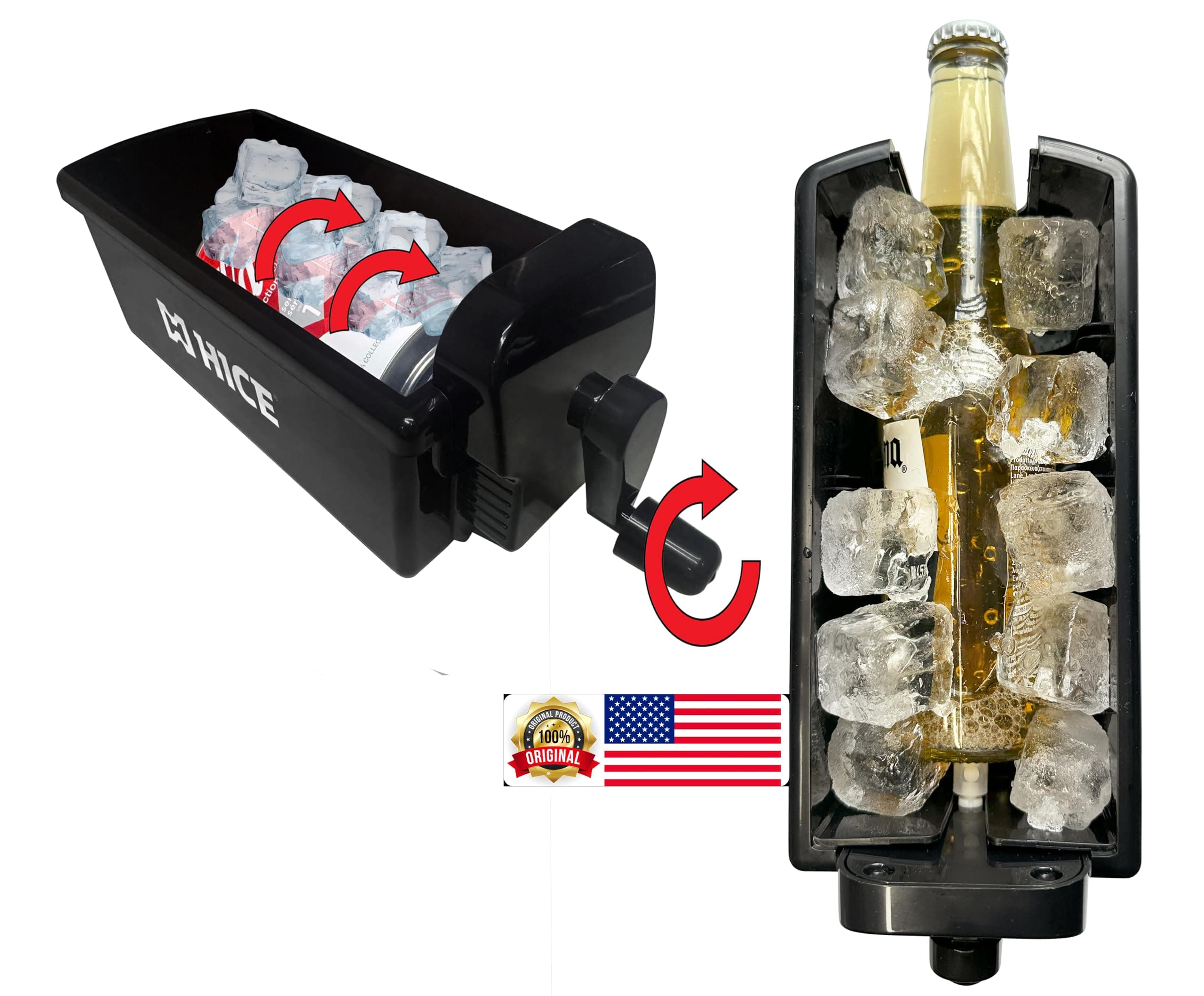 HICE Drink Chiller Rapid Beverage Cooler - Hyper Spin Instant Can & Bottle Cooler, No Batteries, Iced Frost Cooling for Soda, Beer & Water, Mini Universal Drink Cooler, Fast & Coldest Freeze (Black)