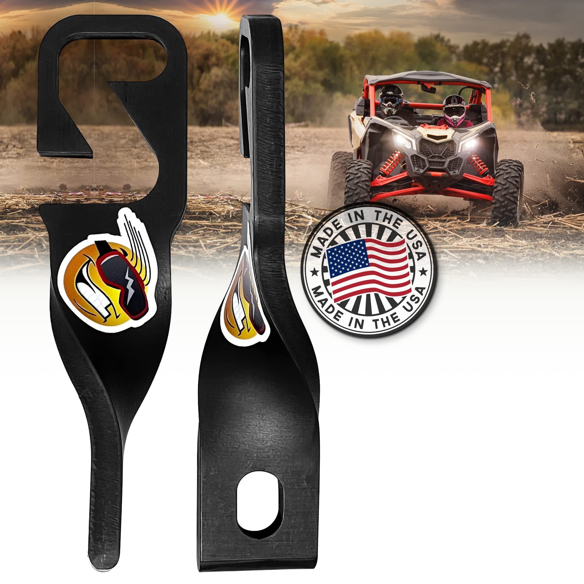 Easy-Cool UTV Door Latch (1 Pair) - Black 3.5” Secure Door Opening for Increased Air Circulation - UTV Accessories for RZR, Can-Am, Yamaha, CF Moto, Honda, Kawasaki by Keep Smiling Powersports