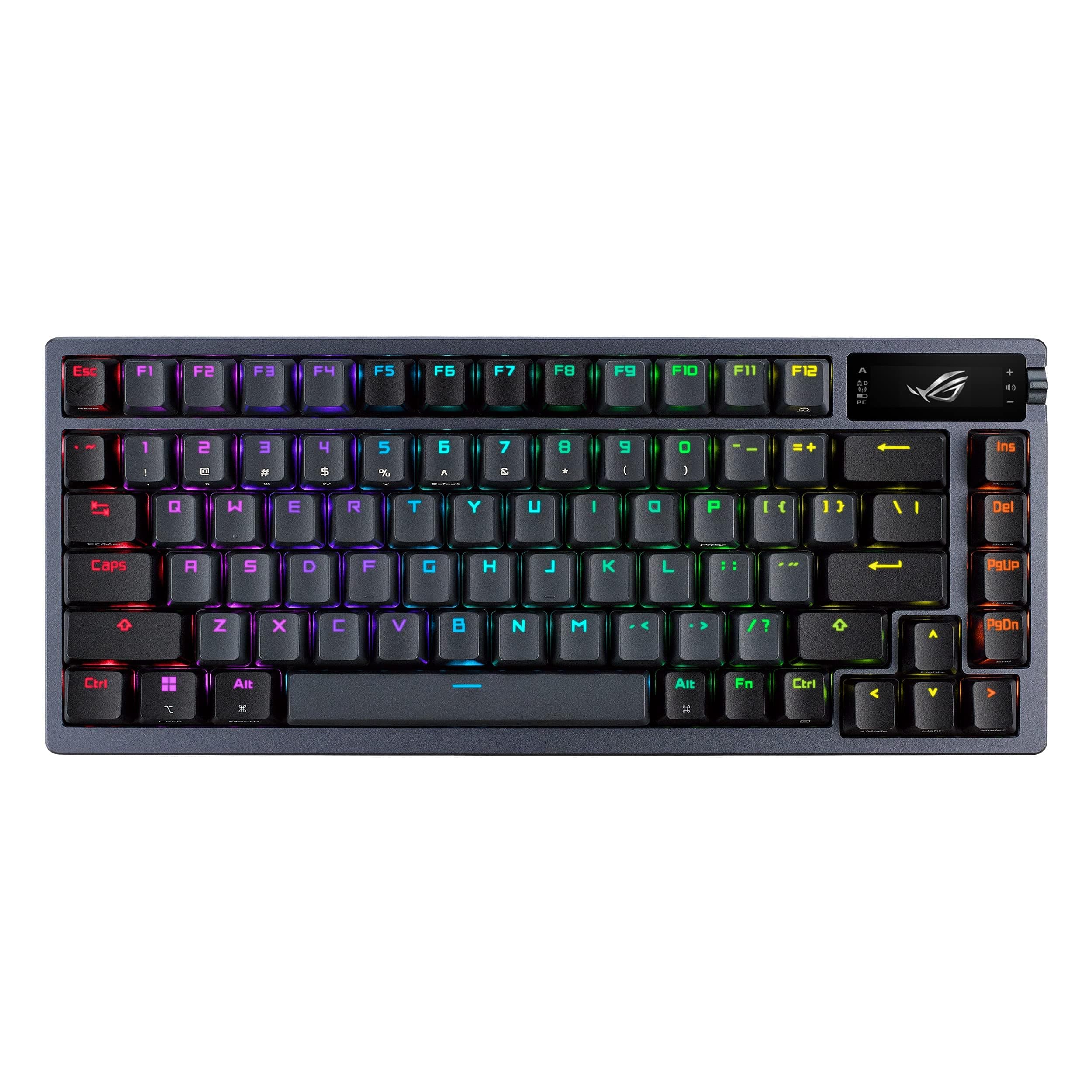 Asus ROG Azoth 75% Wireless DIY Custom Gaming Keyboard, OLED Display, Gasket-Mount, Three-Layer Dampening, Hot-Swappable Pre-lubed ROG NX Blue Switches & Keyboard Stabilizers, ABS Keycaps, RGB-Black