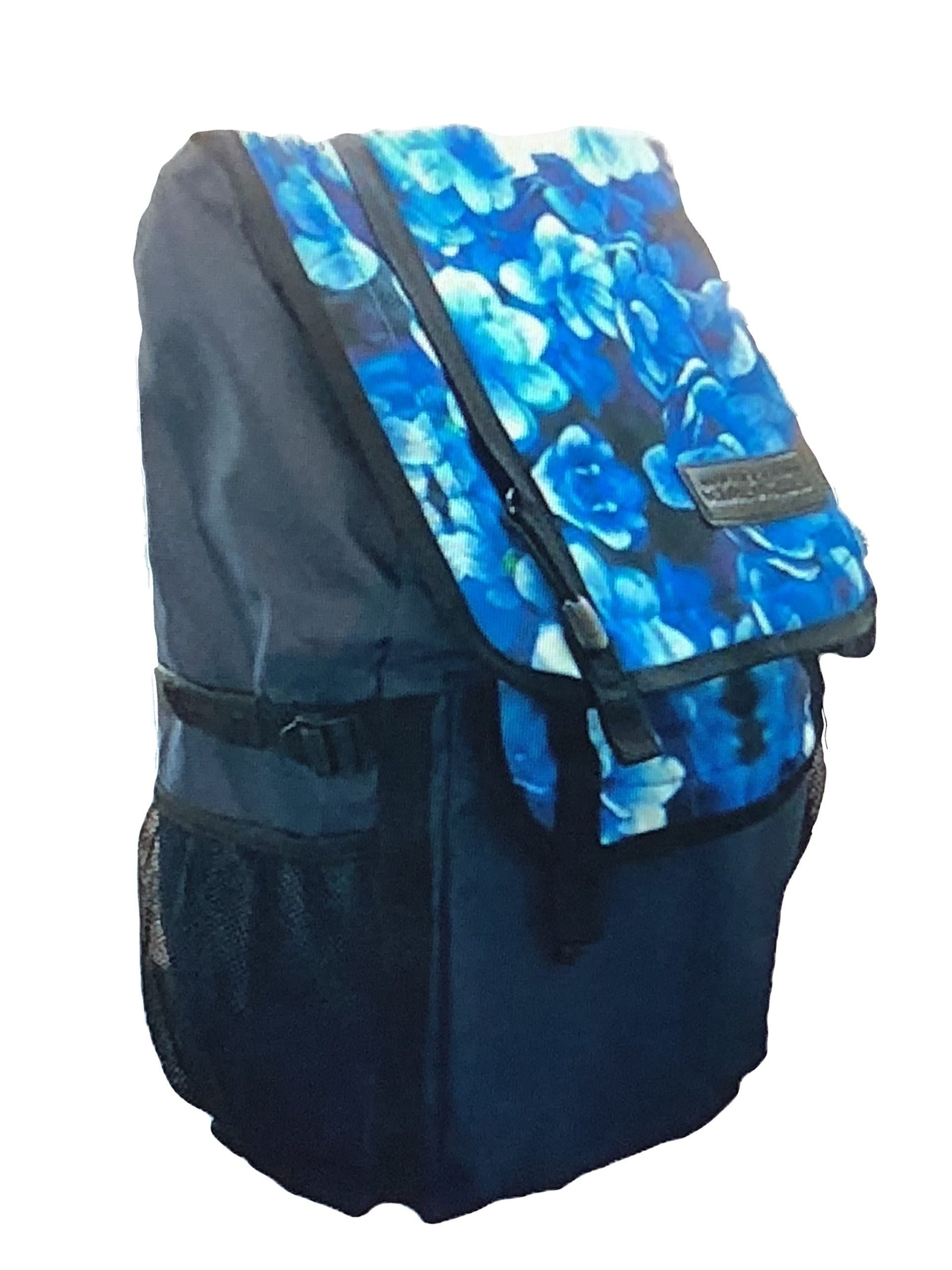 Tropic Multi Purpose Laptop Backpack with Padded Straps Black with Blue Foral