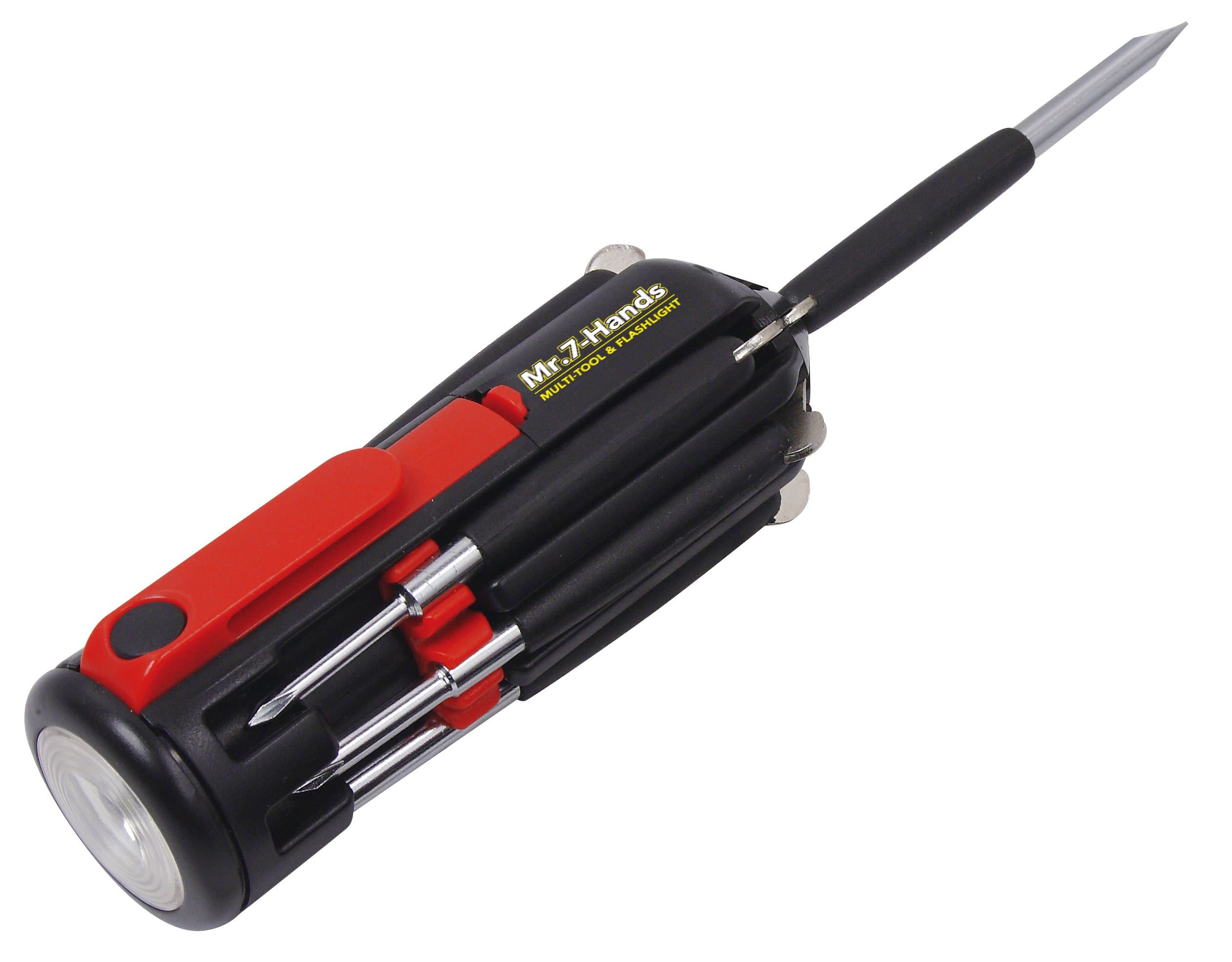 Tools Original Mr. 7-Hands, Multi Screwdriver Hand Tool, All In One Patented Screwdriver, 8 Screwdrivers in 1 Tool with Worklight and Flashlight - Red - DT1719