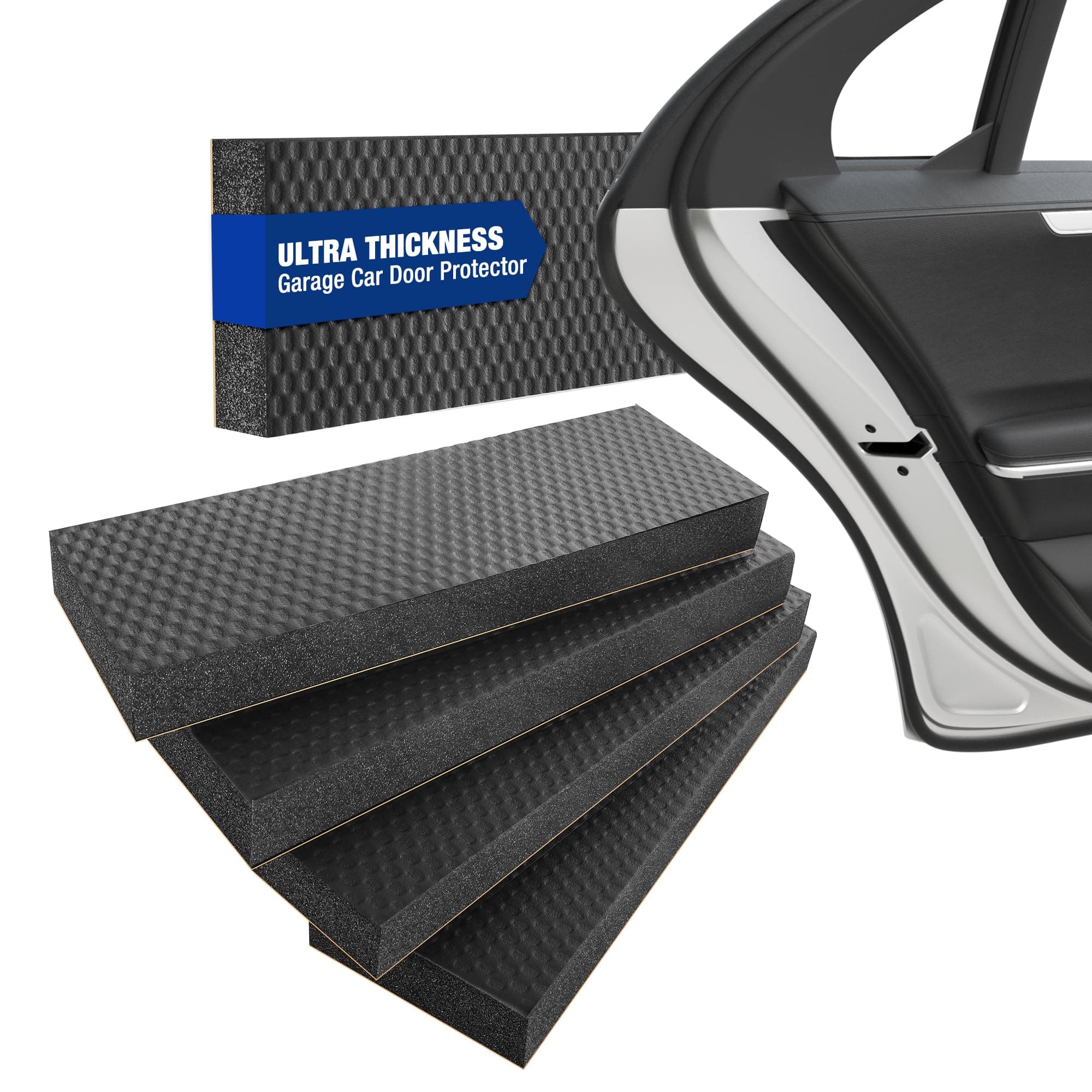 WORKPRO Garage Wall Protector, 4 Pack Garage Car Door Protector with 1.18” Ultra Thickness and Mesh Fabric Adhesive, Resilient NBR Foam Car Door Bumper Guards for Collision Protection