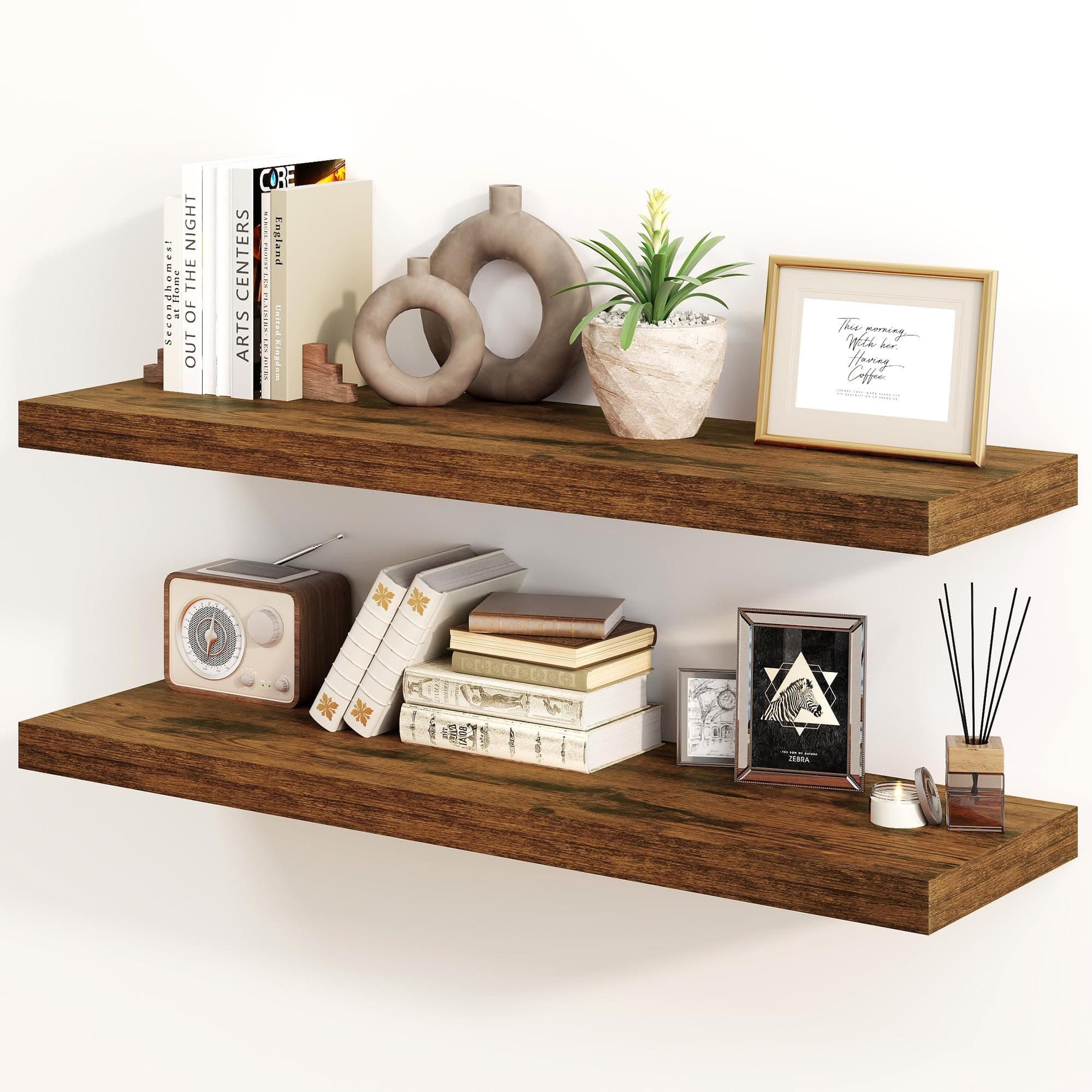 Fun Memories 30" Floating Shelves, Rustic Brown