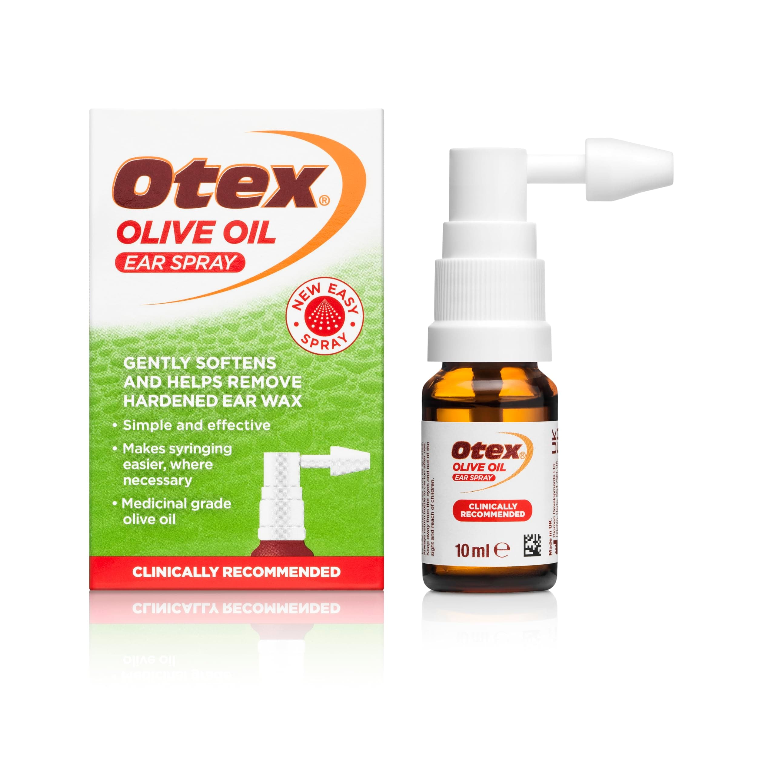 Otex Olive Oil Ear Spray for Natural, Gentle Removal of Excessive, Hardened Ear Wax. Bottle with Spray Applicator 10ml