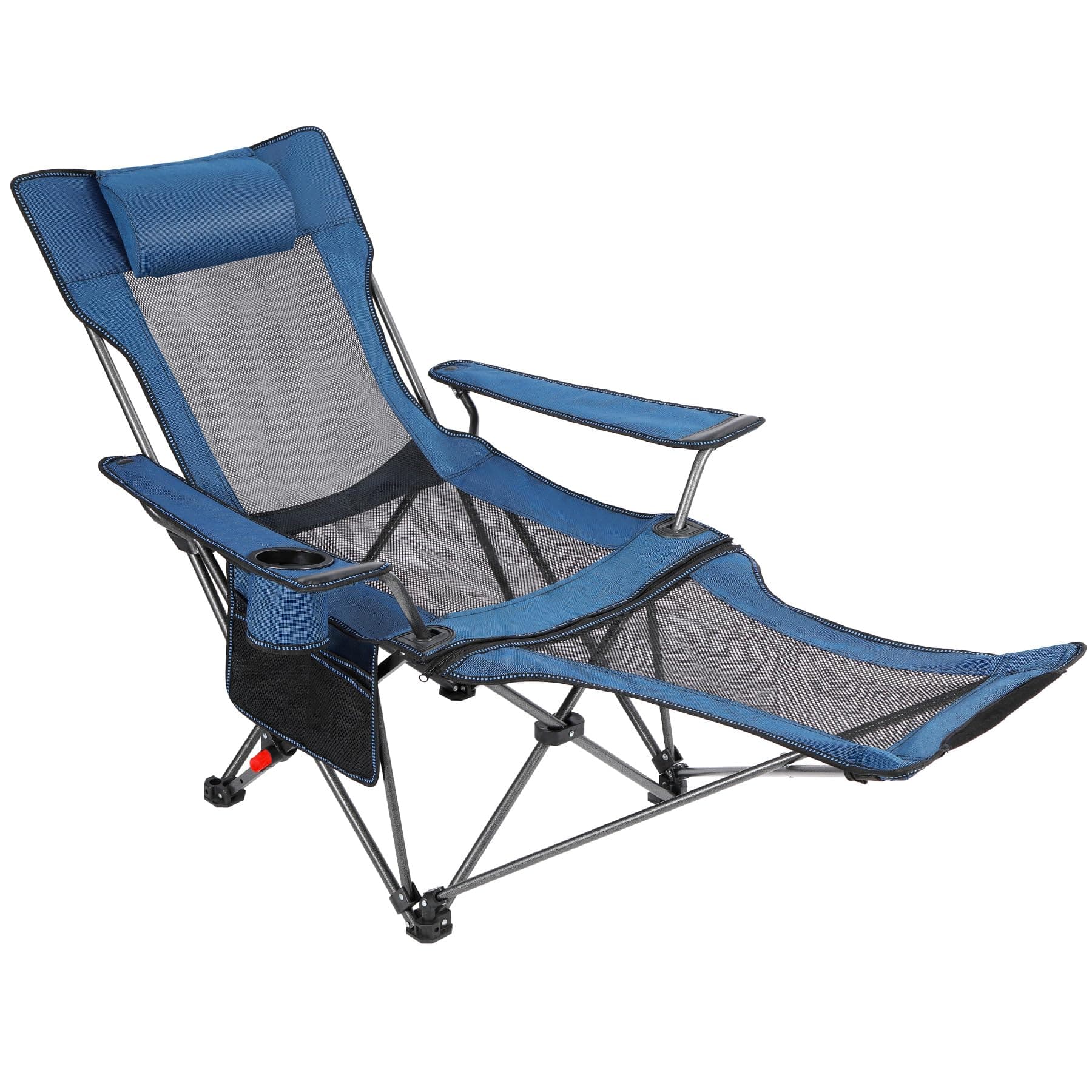 REDCAMP Folding Camping Chairs with Foot Rest, Adjustable Backrest Portable Heavy Duty Outdoor Mesh Reclining Lawn Chairs for Adults, Blue