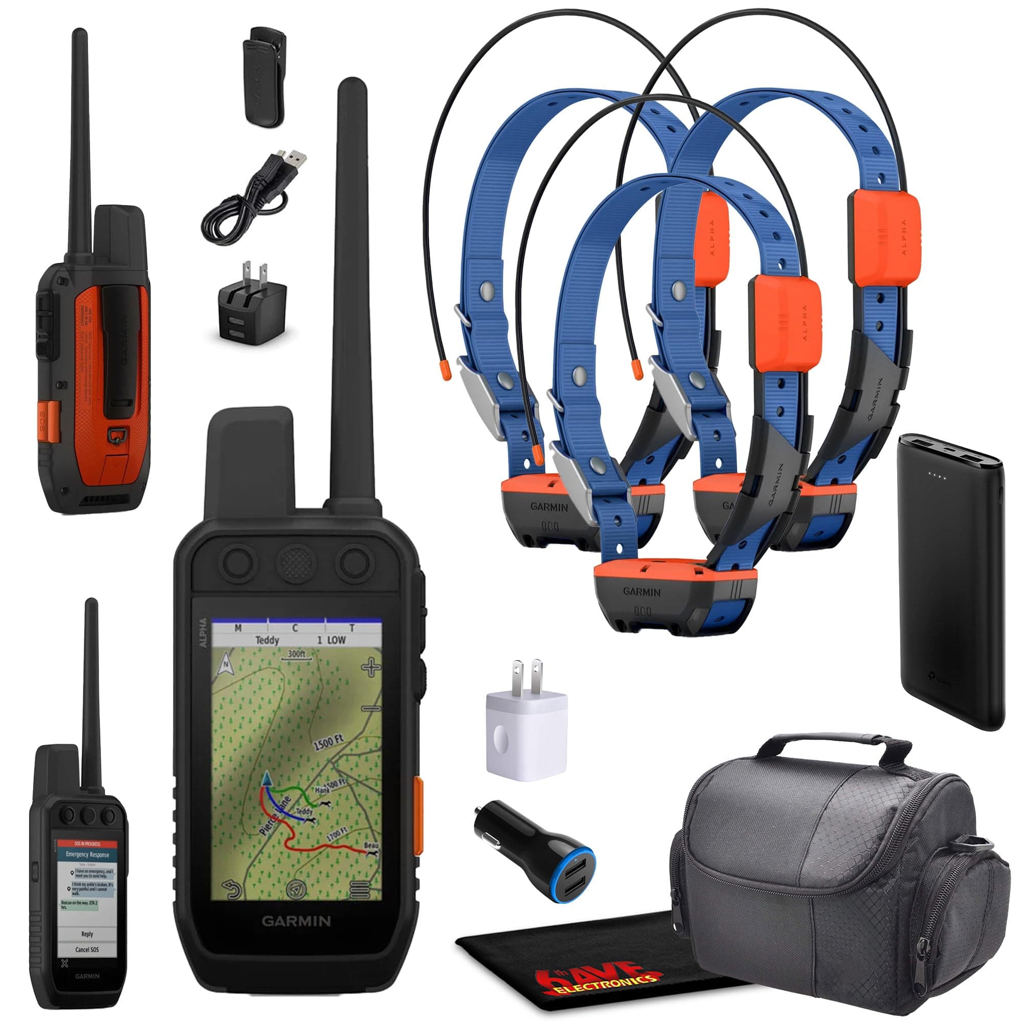 Garmin Alpha 300i Handheld Advanced Dog Tracker & Training System with inReach Technology Bundle with 3X Garmin Dog Collars Alpha T20 Tracking Collar for Dogs with GPS + Charger and More Accessories