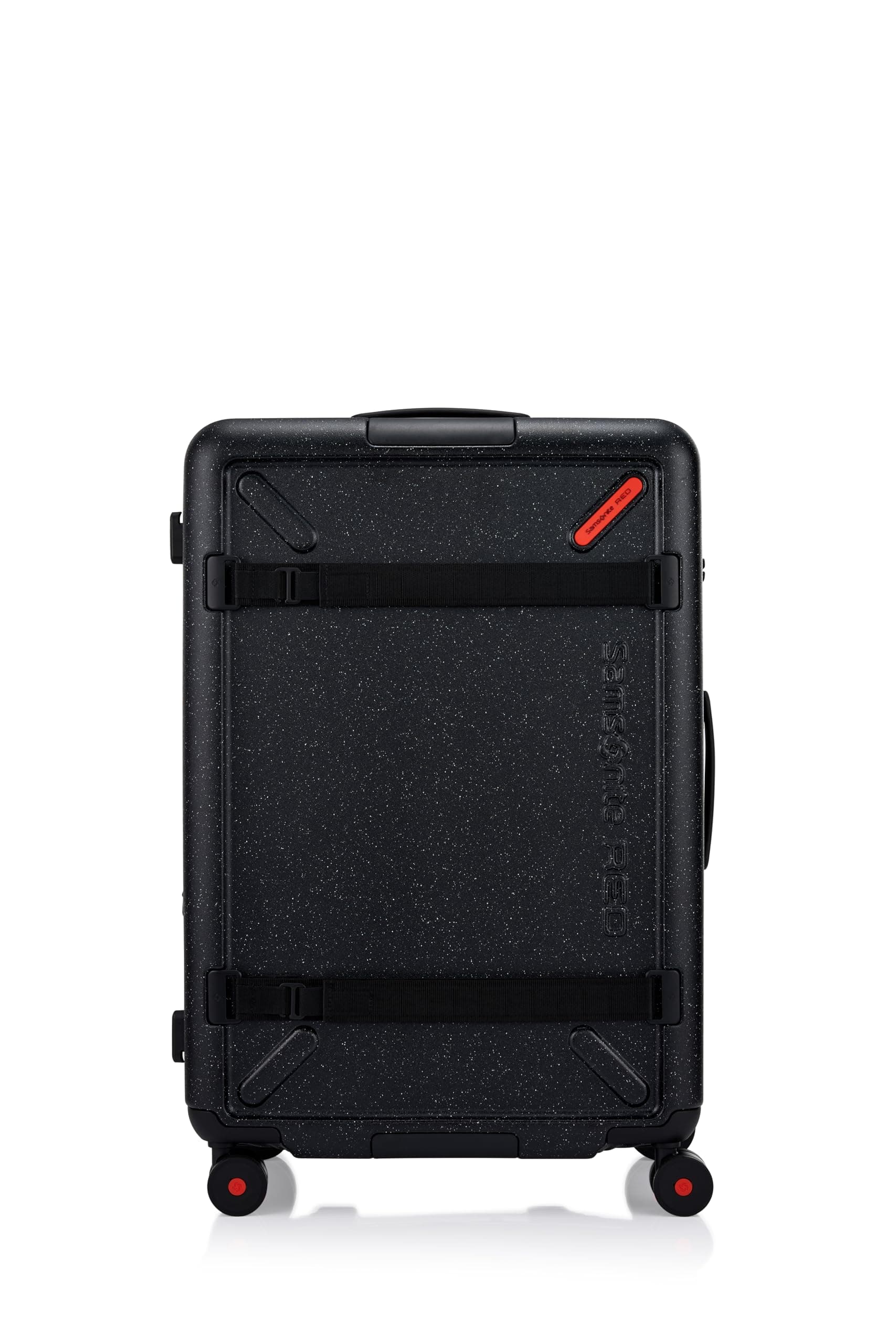 Red TOIIS XP Expandable 75 Cms Large Check-in Polycarbonate Hard Sided 8 Wheel Spinner Luggage/Suitcase/Trolley Bag (Black) (Double Wheel), Black