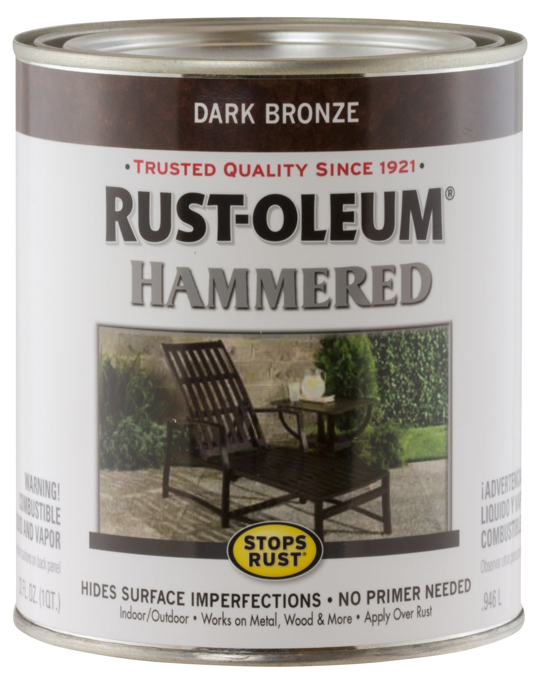 239075 Stops Rust Hammered Finish Paint, Quart, Dark Bronze, (Pack of 1)