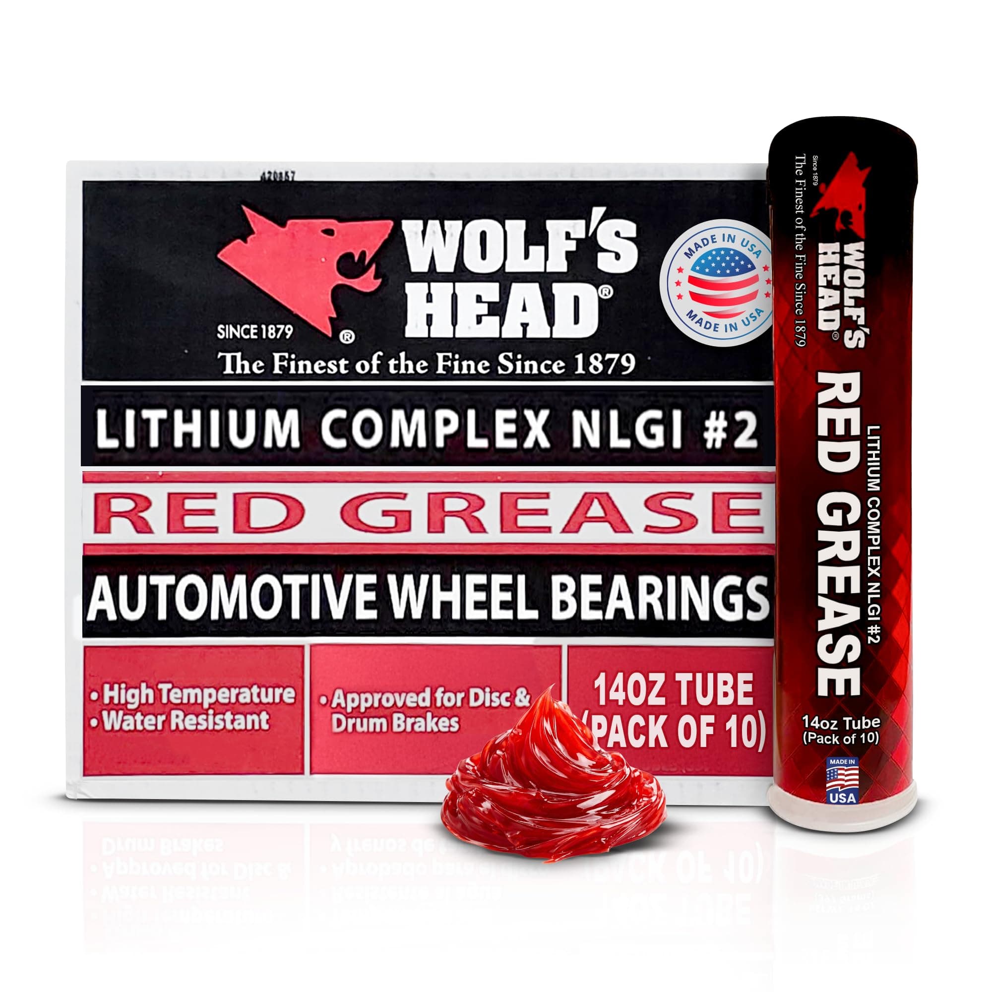 Wolf's Head Red Grease Tubes (10/14oz)
