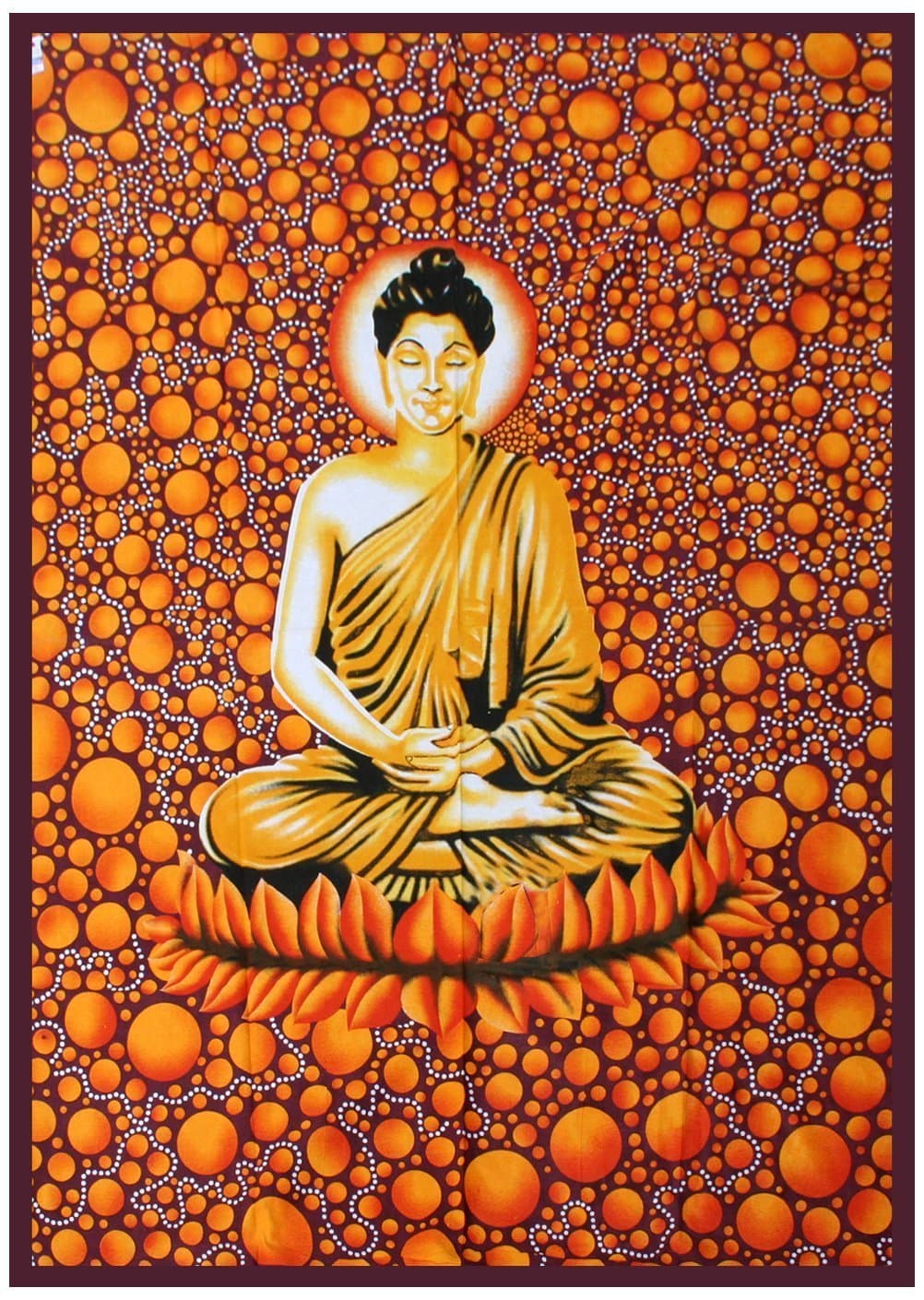 58"X82" Buddha On Psychedelic Orange Background Tapestry