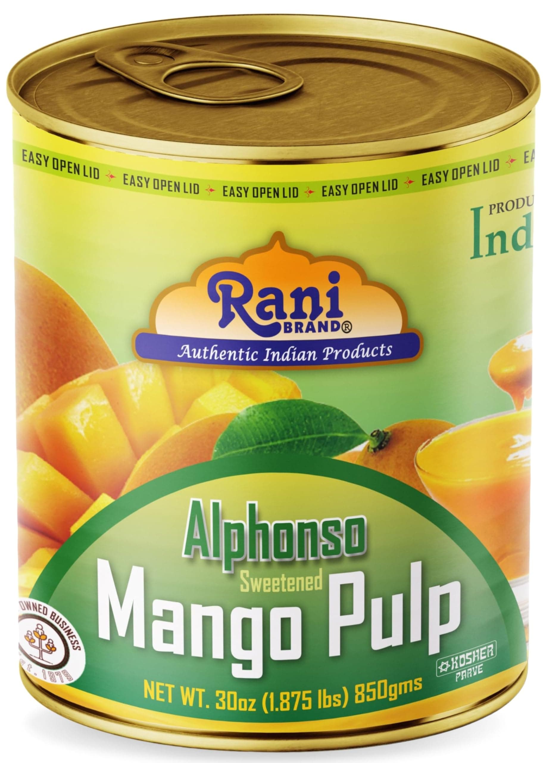 Rani Mango Pulp Puree (Makes Mango Lassi Shakes) Alphonso Sweetened 30oz (1.8...