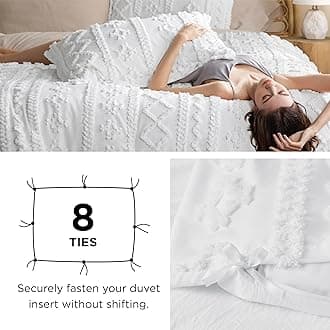 Bedsure Boho Duvet Cover Queen Size, Soft & Comfortable Elegant Design Boho Bedding for Decoration, Machine Washable Comforter Cover for All Seasons,Includes 1 Duvet Cover & 2 Pillow Shams,Navy