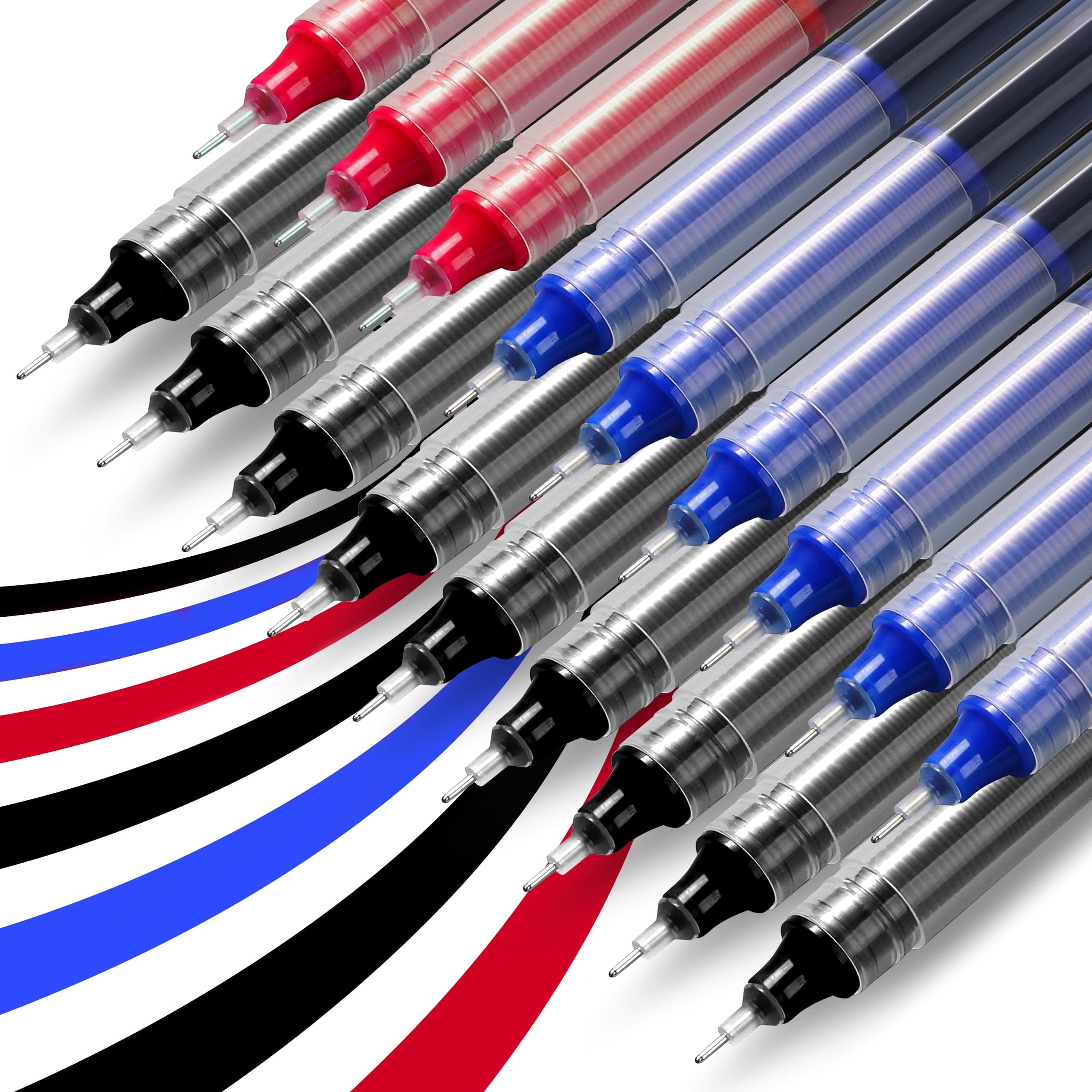 RIANCY 0.5 fine tip RollingBall Pens Extra Fine Point Pens Black Gel Ink Pens for Smooth Writing 18 PCS Black Liquid ink Pen for Stationery Note Taking Art Office Stationery Back to School Supplies