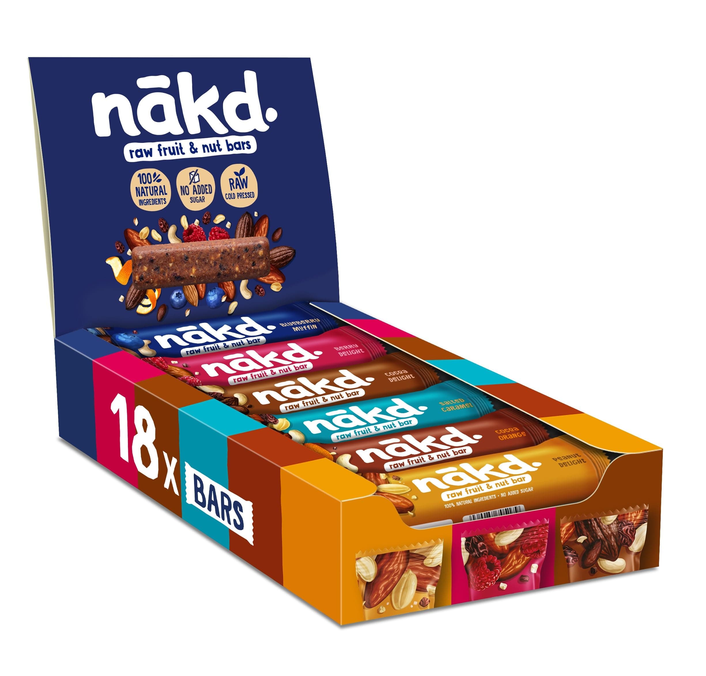 Nakd Mind Blown Fruit & Nut Bar Mixed Case - Vegan Bars - Gluten Free - Healthy Snack, 35 g (Pack of 18 Assorted)